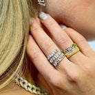 14K YELLOW GOLD BAND WITH MULTICOLORED SAPPHIRE AND DIAMONDS - Jackson Hole Jewelry Company