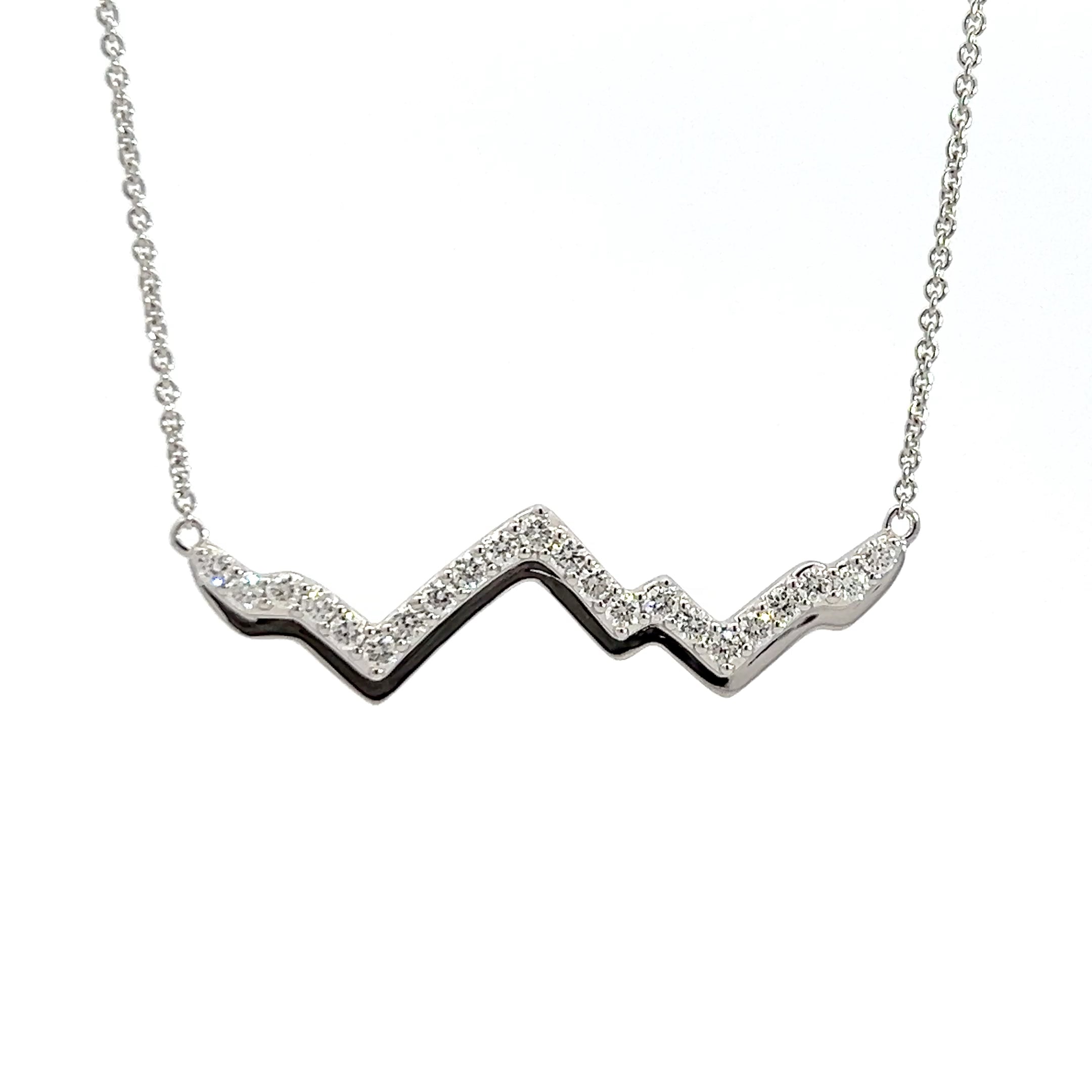 LUXE EDITION: 18K Gold Teton Peak Outline Necklace With Pavé Diamonds - Jackson Hole Jewelry Company