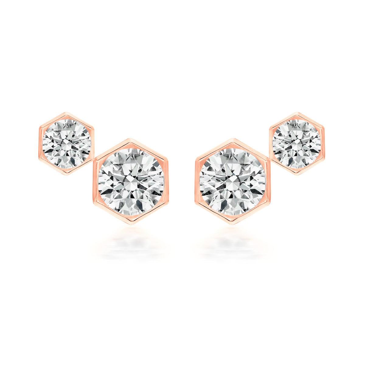 Hex Collection Diamond Stud Earrings in 18K Gold - 1.00 CTTW - Jackson Hole Jewelry Company