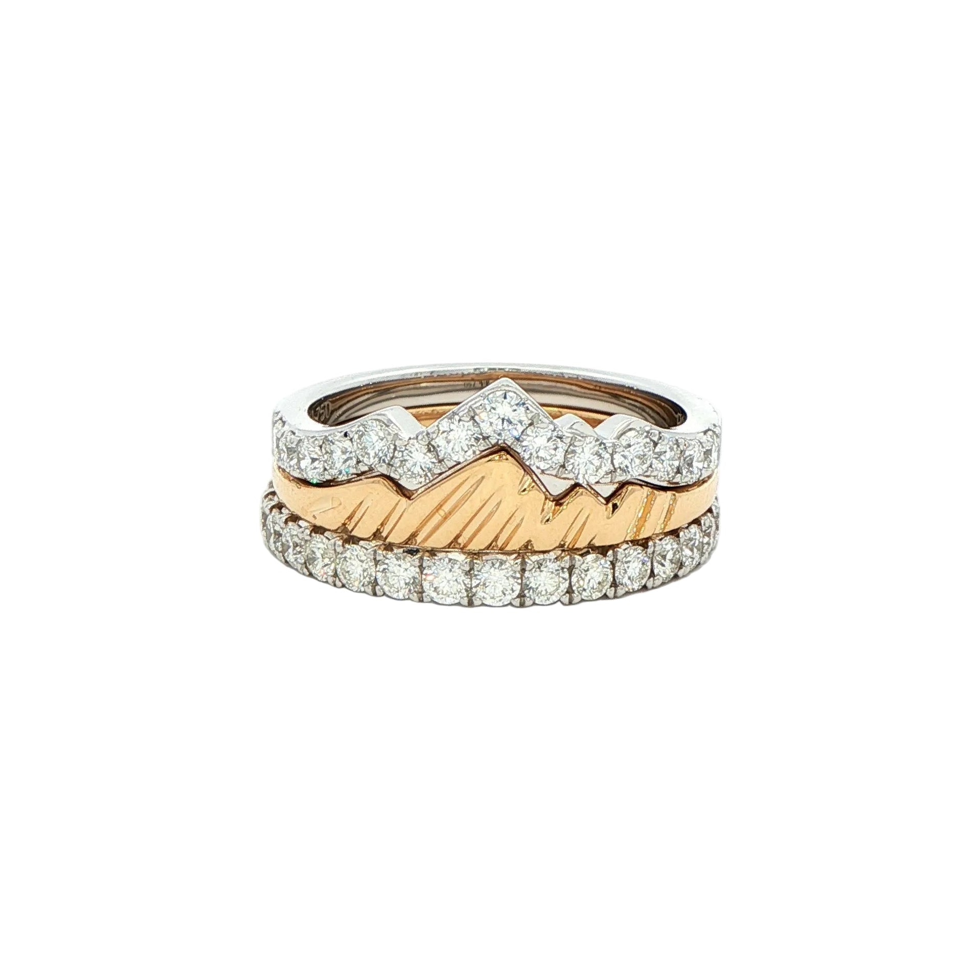 LUXE Edition: Winter Teton Stacking Rings Trio in 18K gold - Jackson Hole Jewelry Company