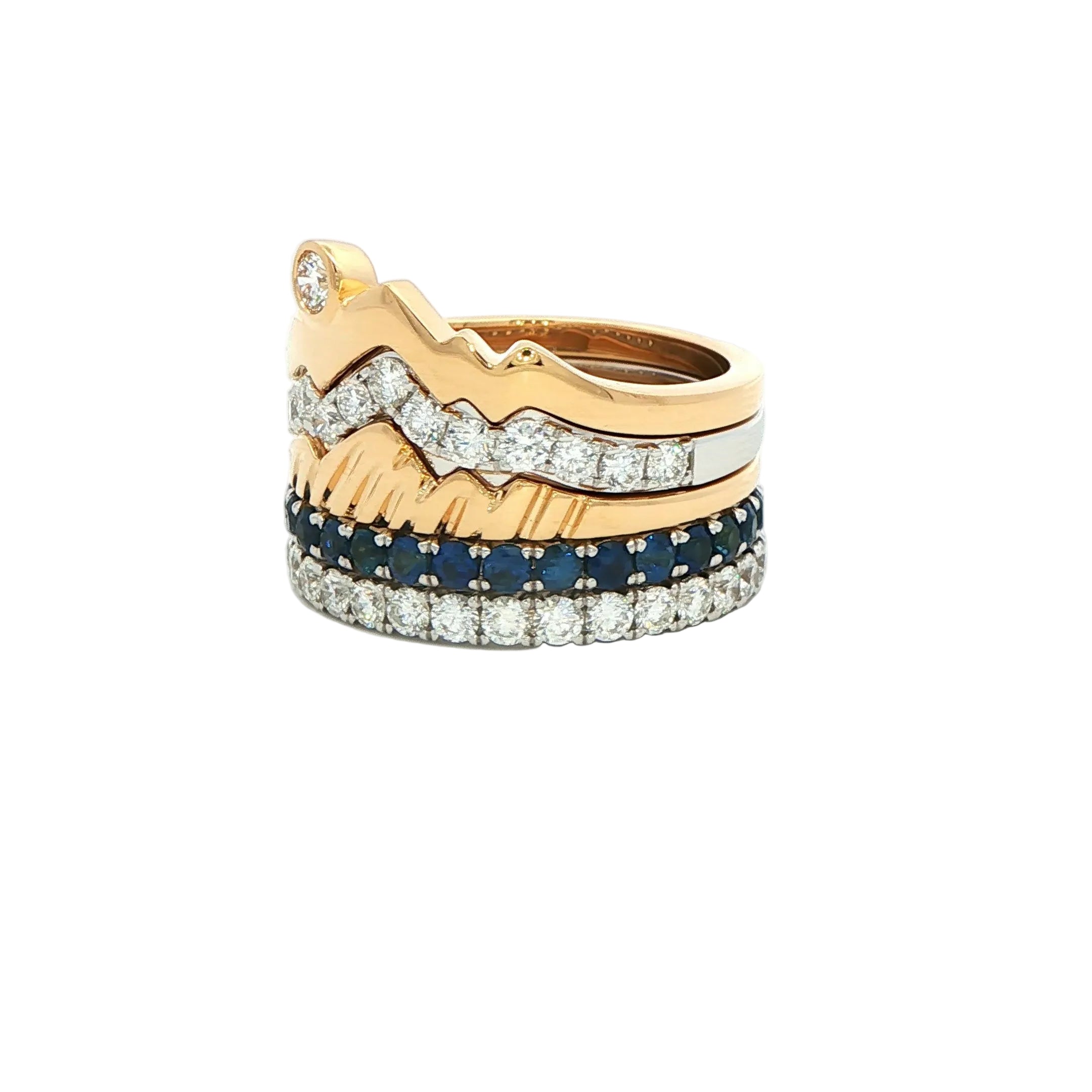 LUXE Edition - Sunset Snake River Winter Teton Stacking Ring™ (5 Ring Set) - Jackson Hole Jewelry Company