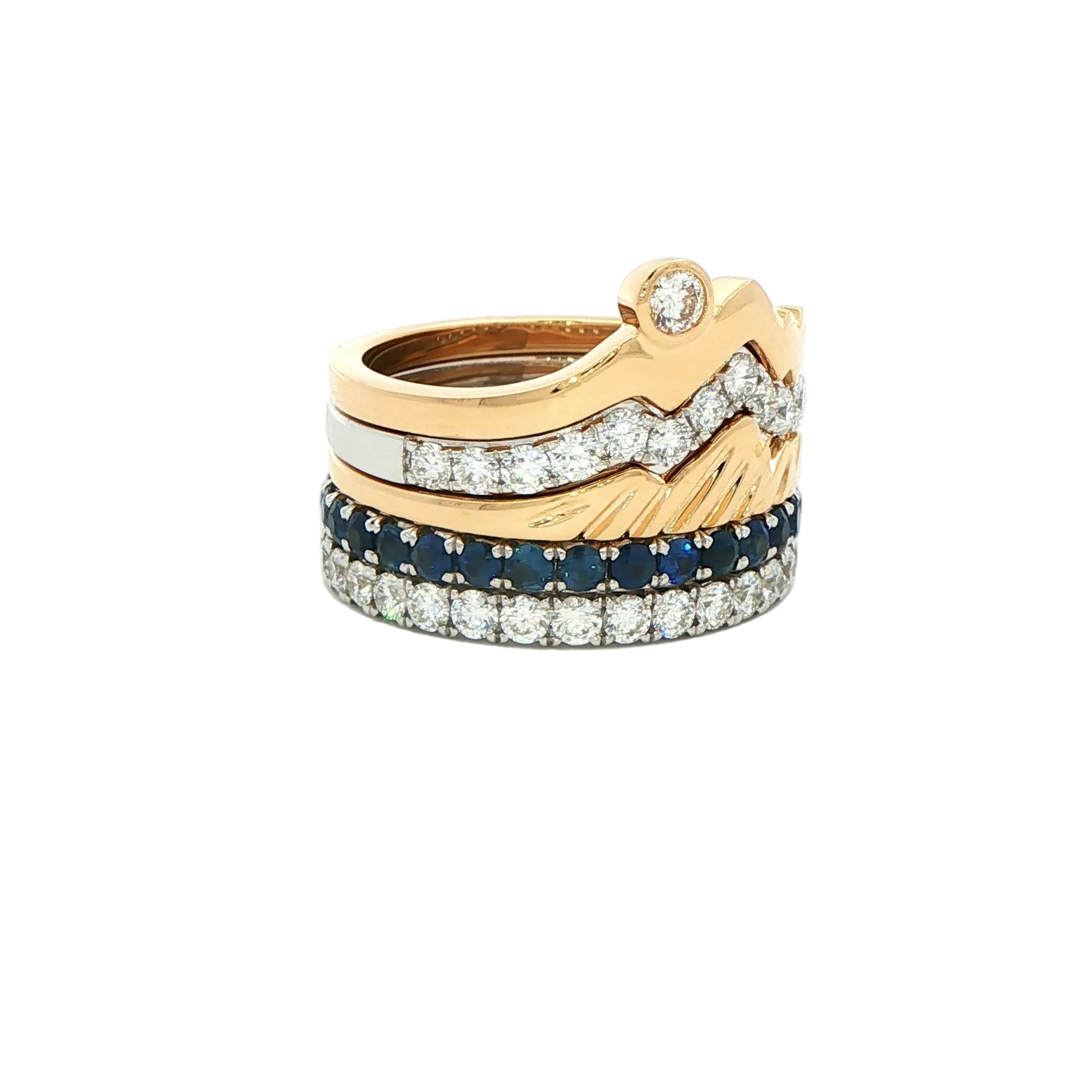 LUXE Edition - Sunset Snake River Winter Teton Stacking Ring™ (5 Ring Set) - Jackson Hole Jewelry Company