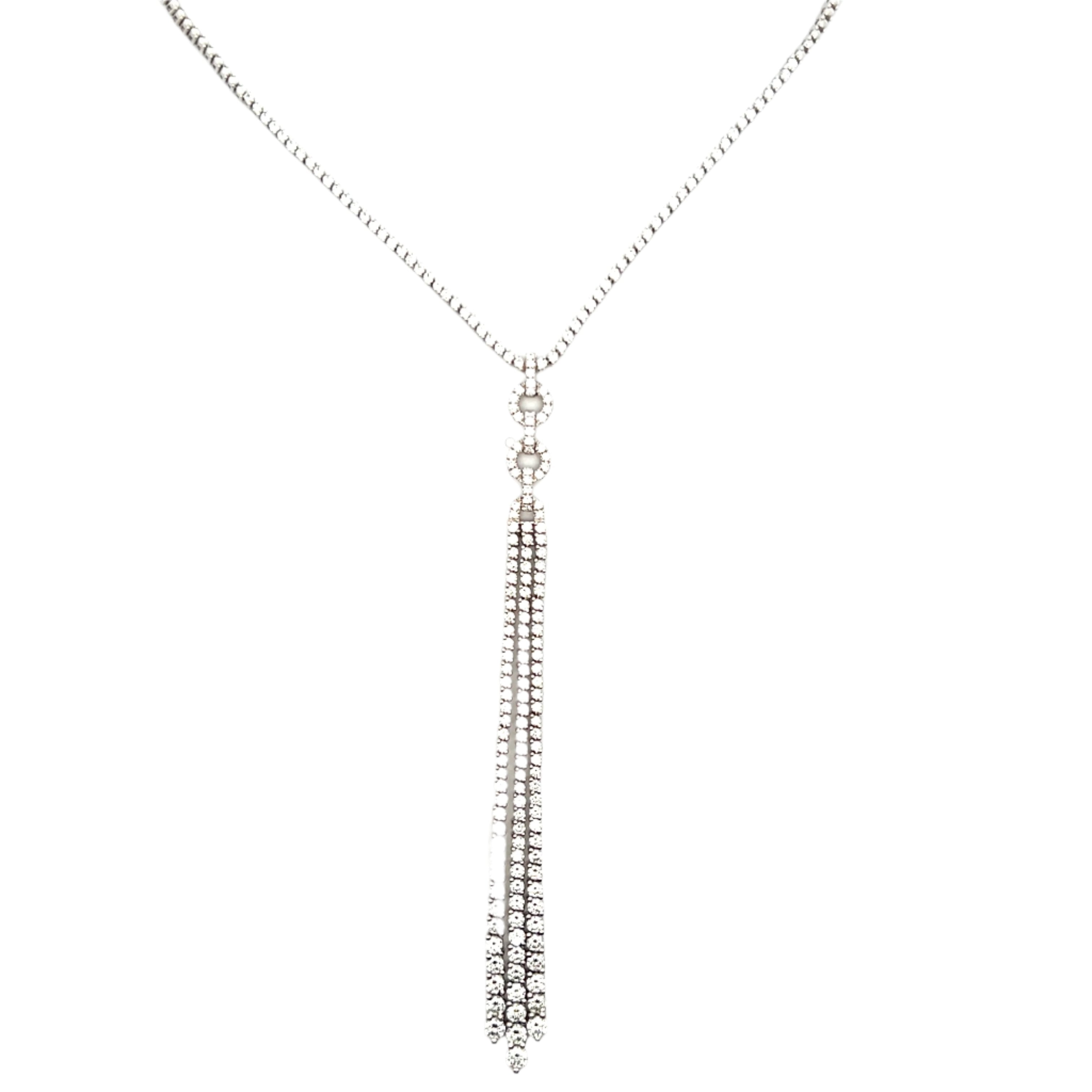14K WHITE GOLD TASSEL NECKLACE WITH DIAMONDS - Jackson Hole Jewelry Company