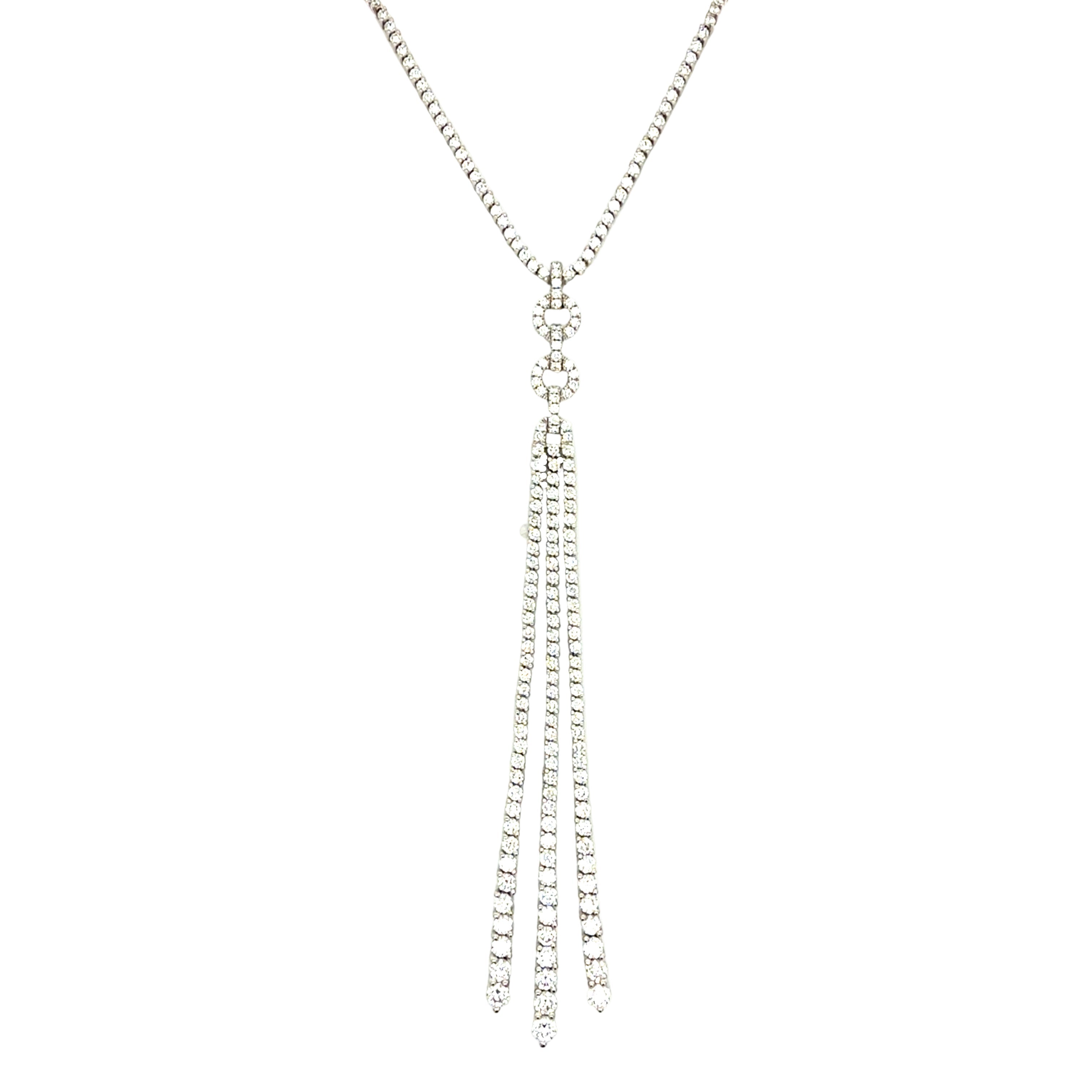 14K WHITE GOLD TASSEL NECKLACE WITH DIAMONDS - Jackson Hole Jewelry Company