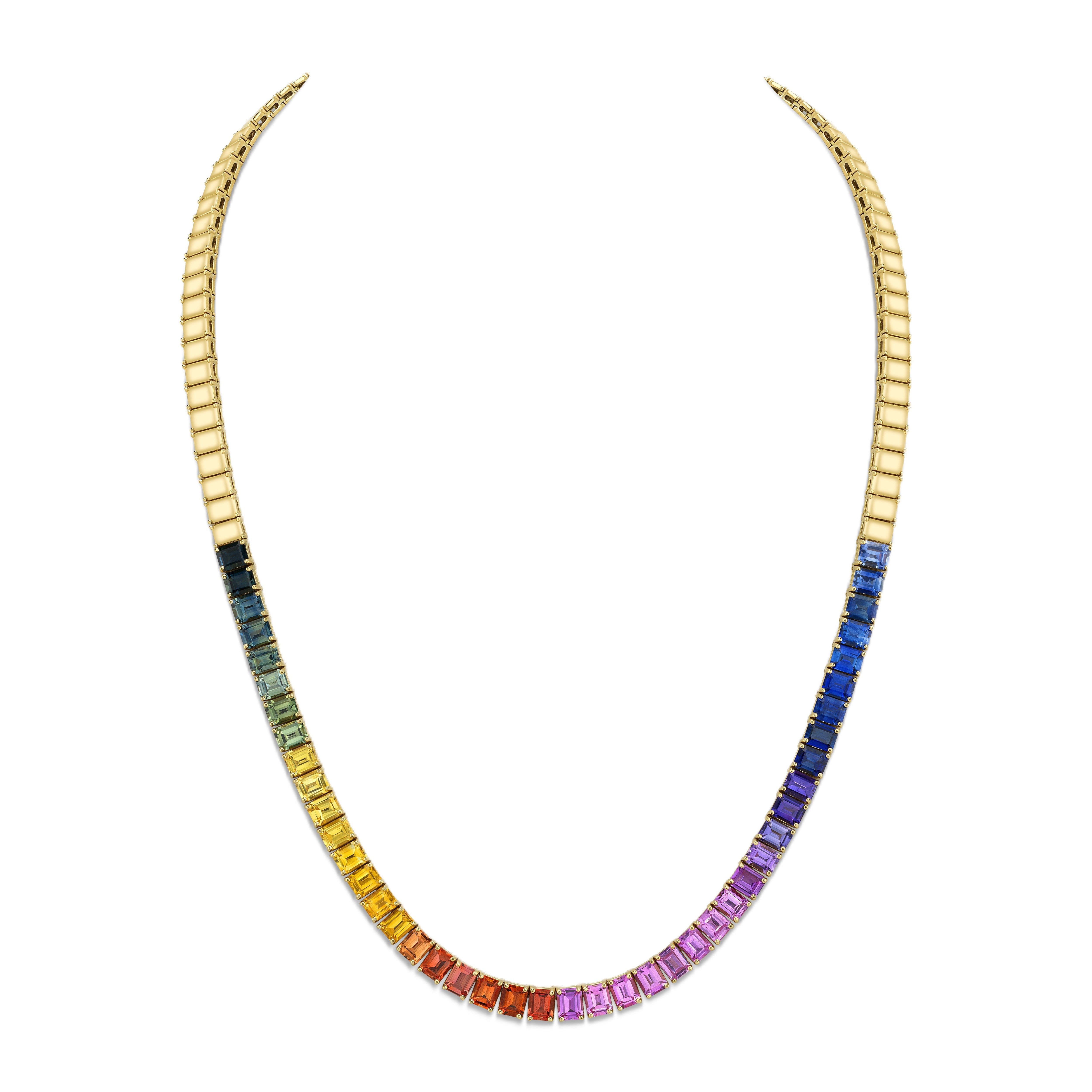 Omi Privé - Fancy Sapphire Rainbow Necklace in 18K Yellow Gold - Jackson Hole Jewelry Company