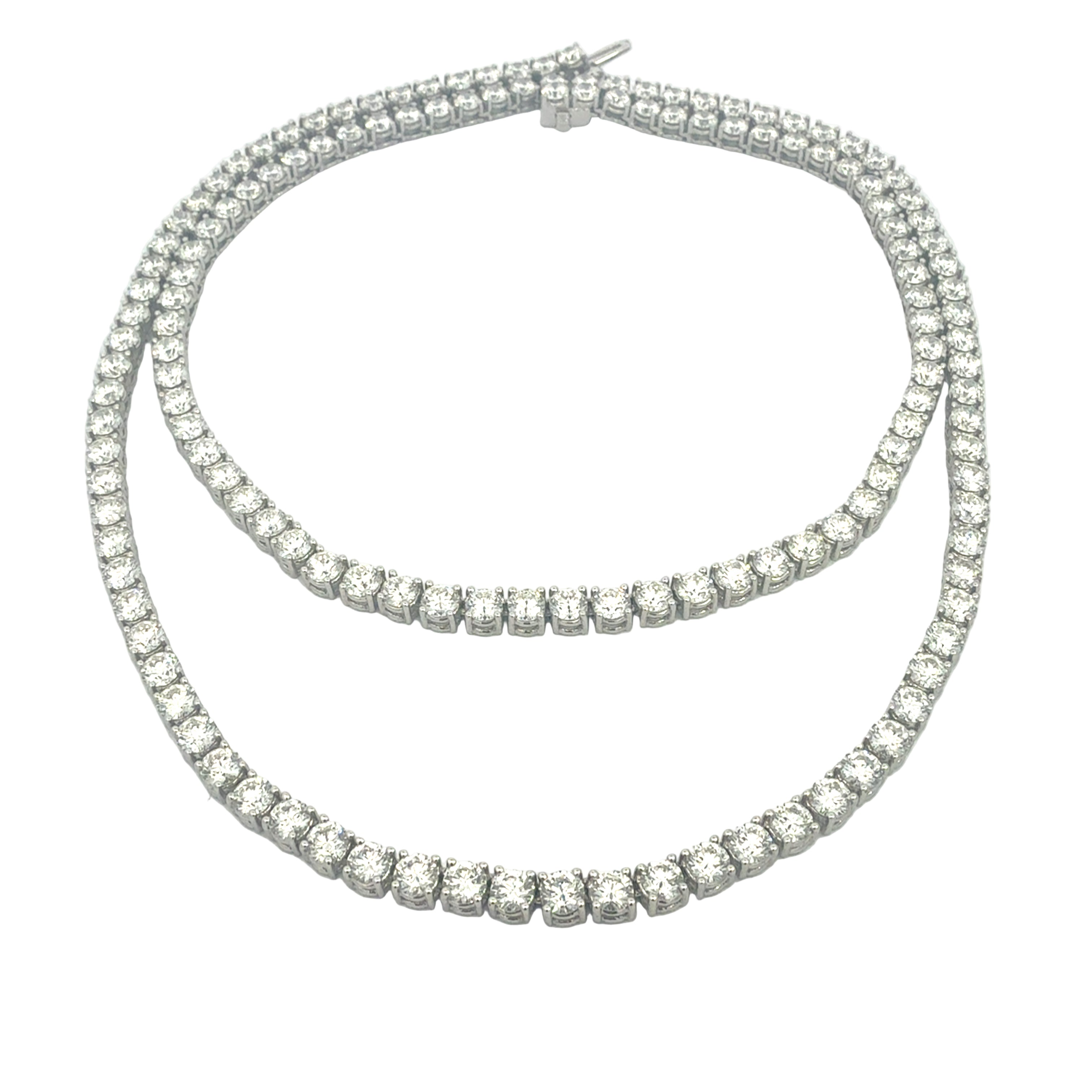 Long Diamond Tennis Necklace with Platinum - Jackson Hole Jewelry Company