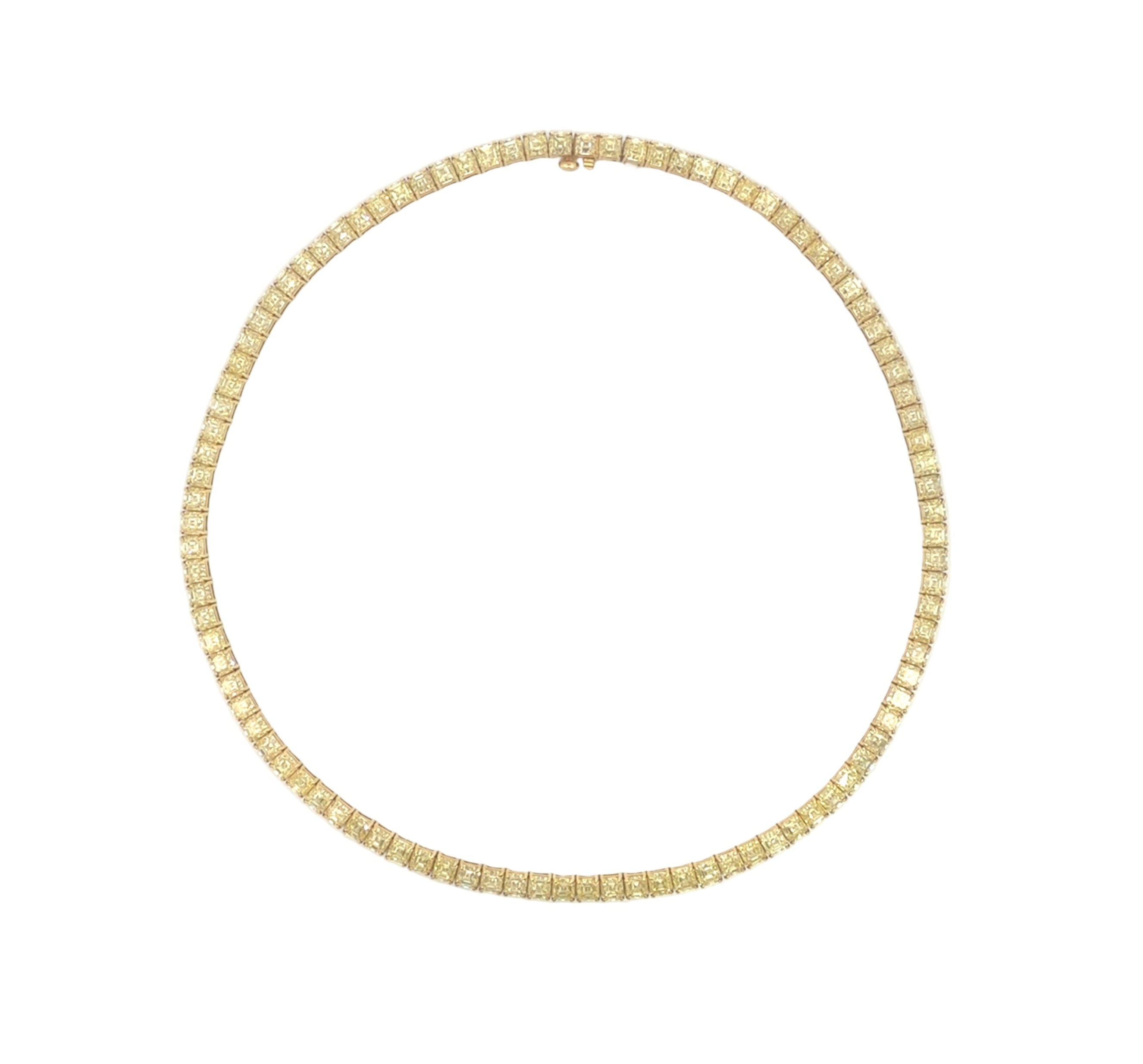 Straightline Yellow Diamond Tennis Necklace with 18K Yellow Gold - Jackson Hole Jewelry Company