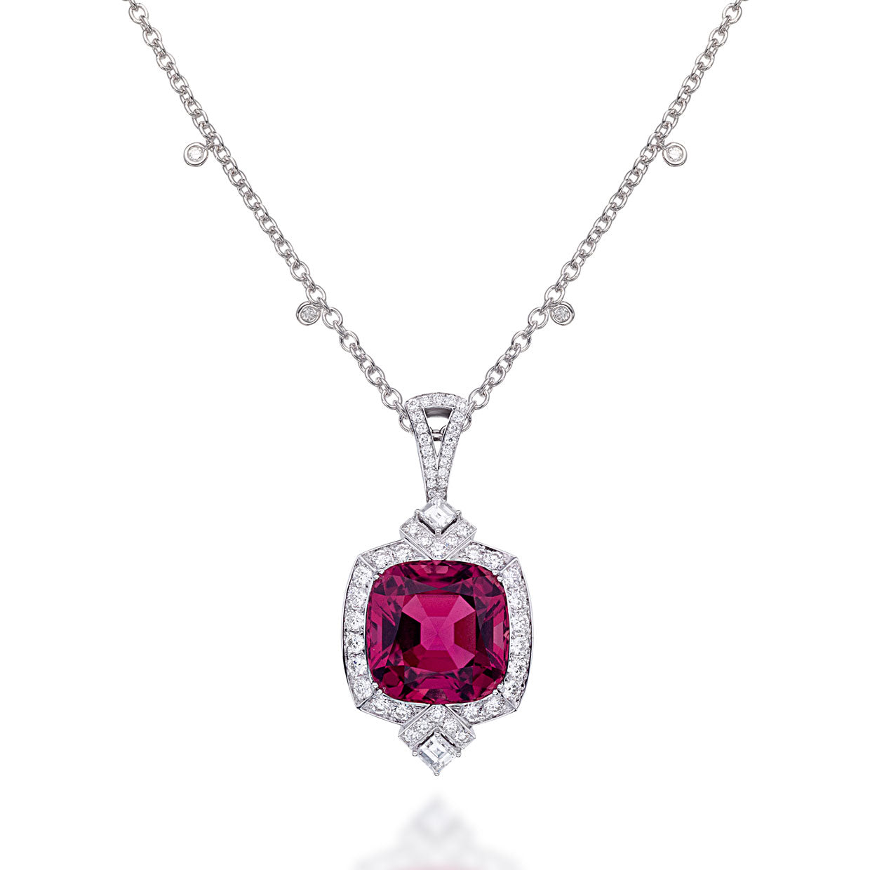 Picchiotti - Pink Tourmaline and Diamond Necklace in 18K White Gold - Jackson Hole Jewelry Company
