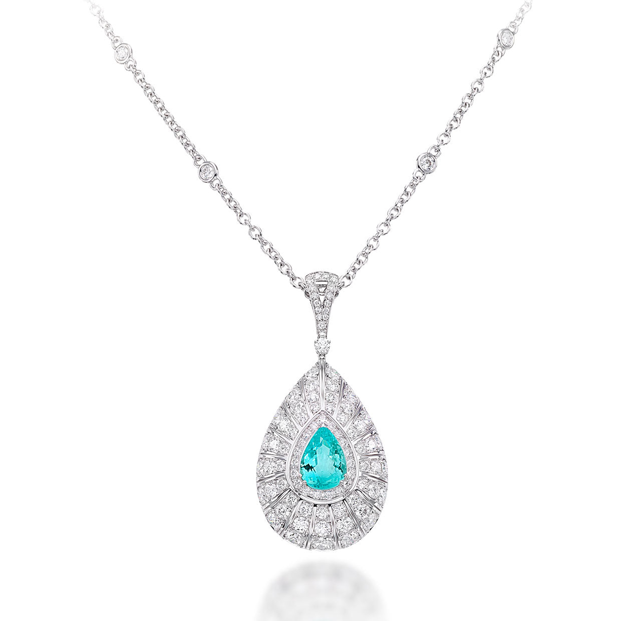 Picchiotti - Paraiba Tourmaline and Diamond Necklace in 18K White Gold - Jackson Hole Jewelry Company
