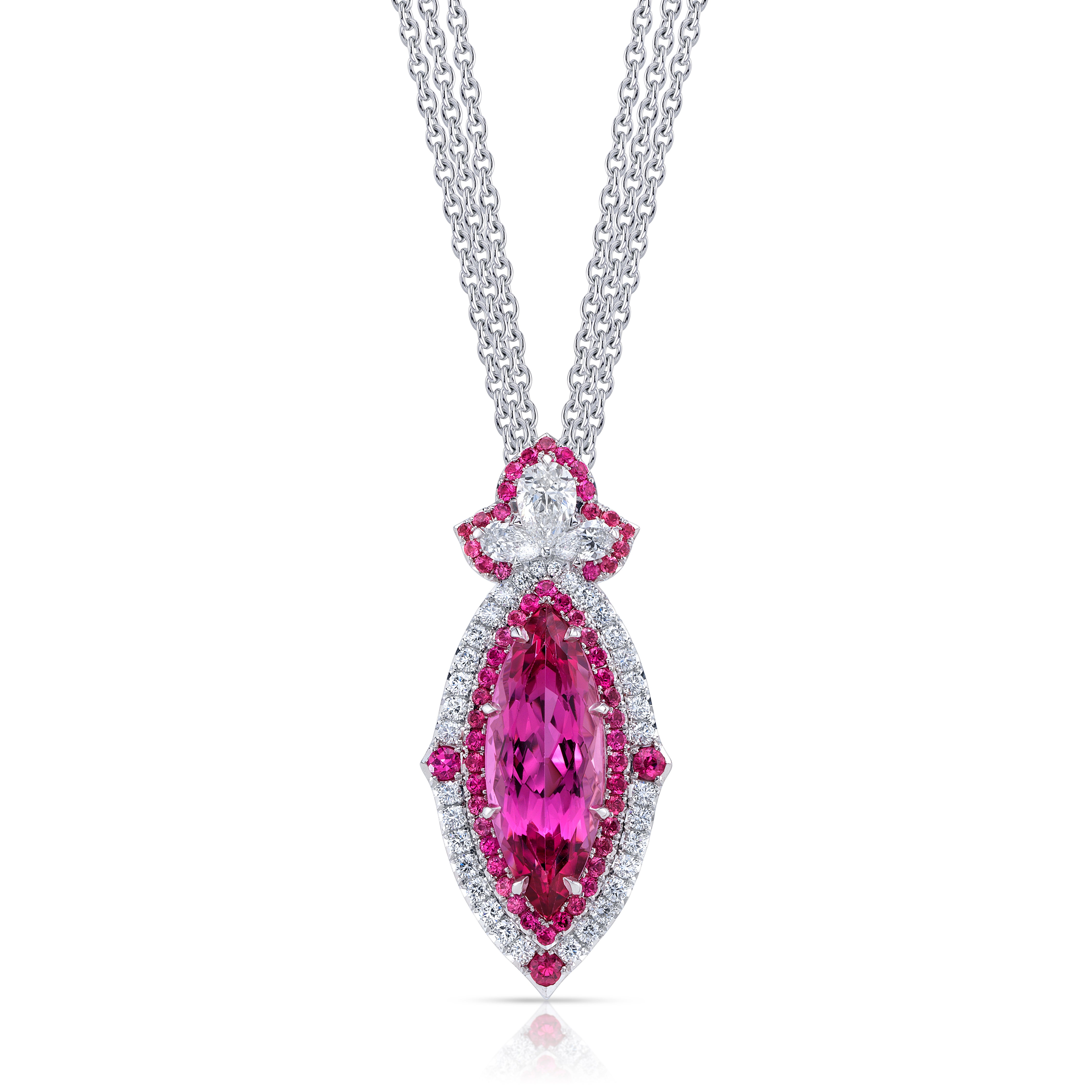 Omi Privé Imperial Topaz, Spinel & Diamond Pendant in Platinum - Jackson Hole Jewelry Company