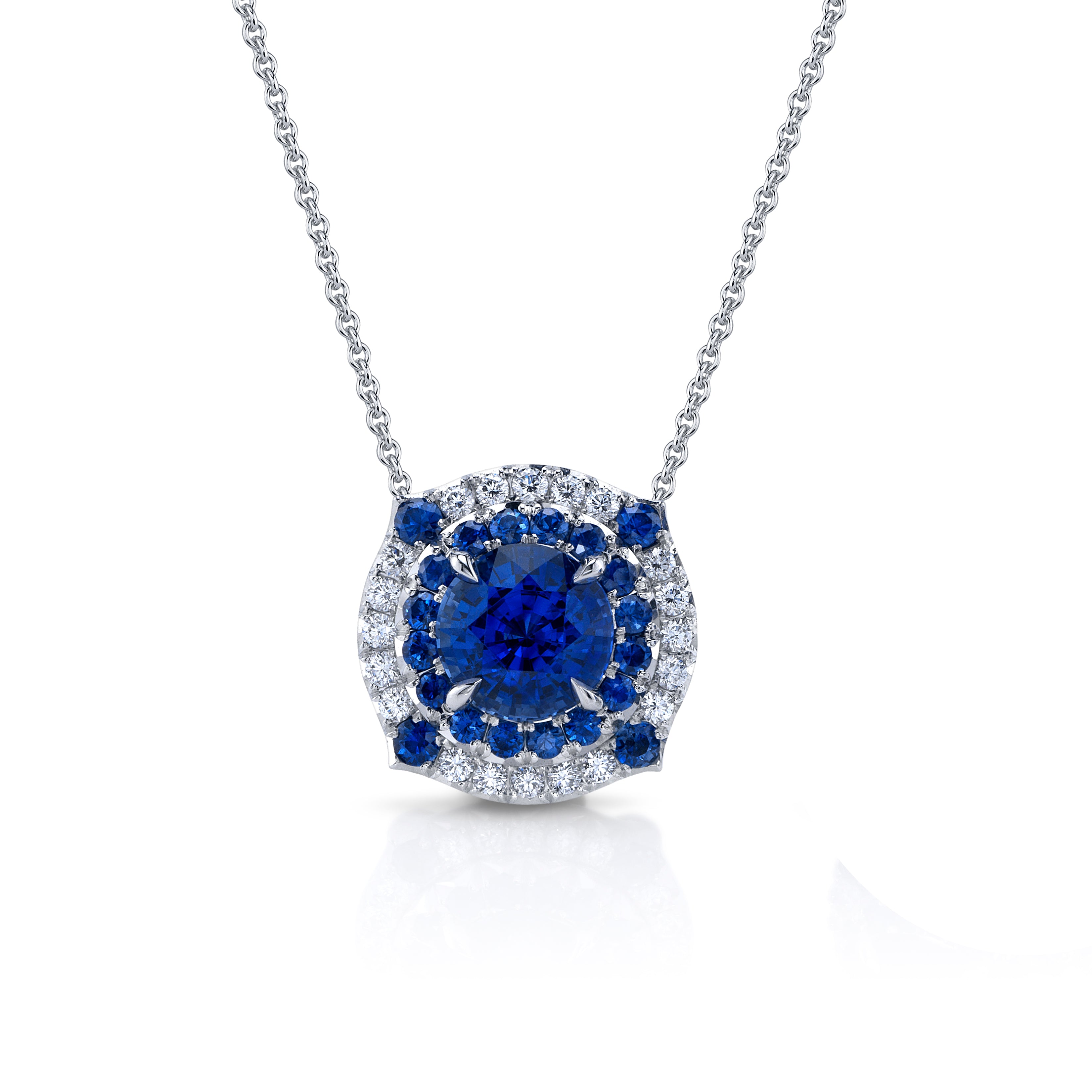 Omi Privé - Sapphire & Diamond Pendant in Platinum - Jackson Hole Jewelry Company