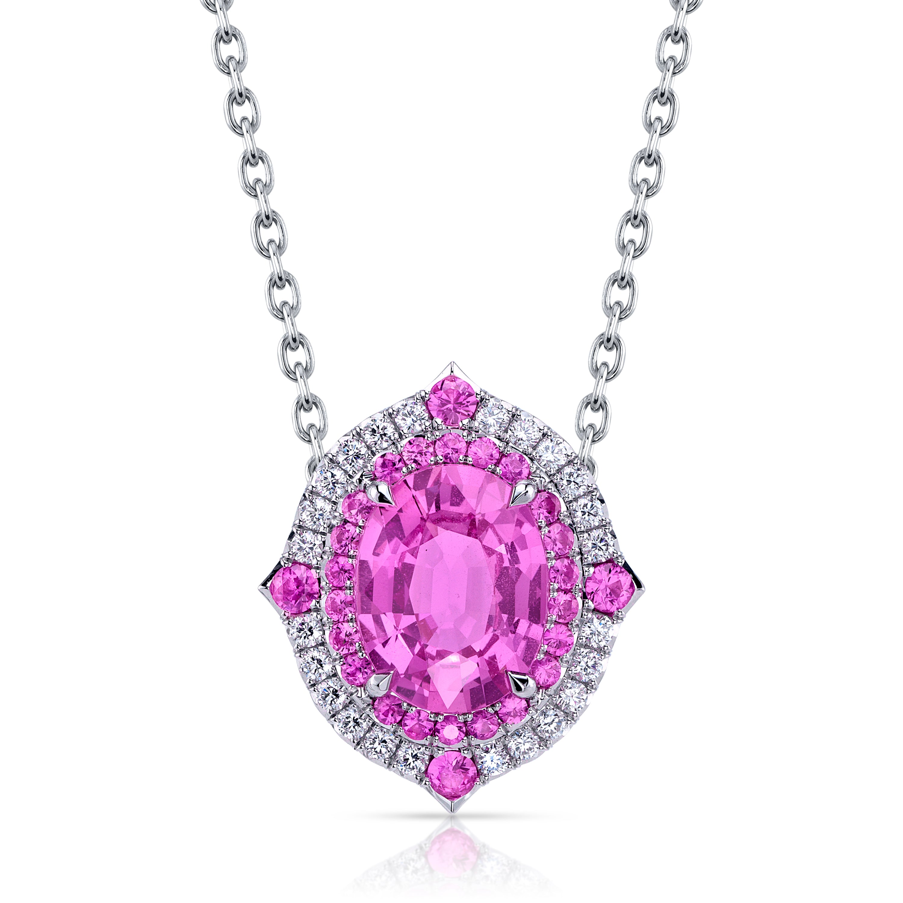 Omi Privé - Pink Sapphire & Diamond Pendant in Platinum - Jackson Hole Jewelry Company