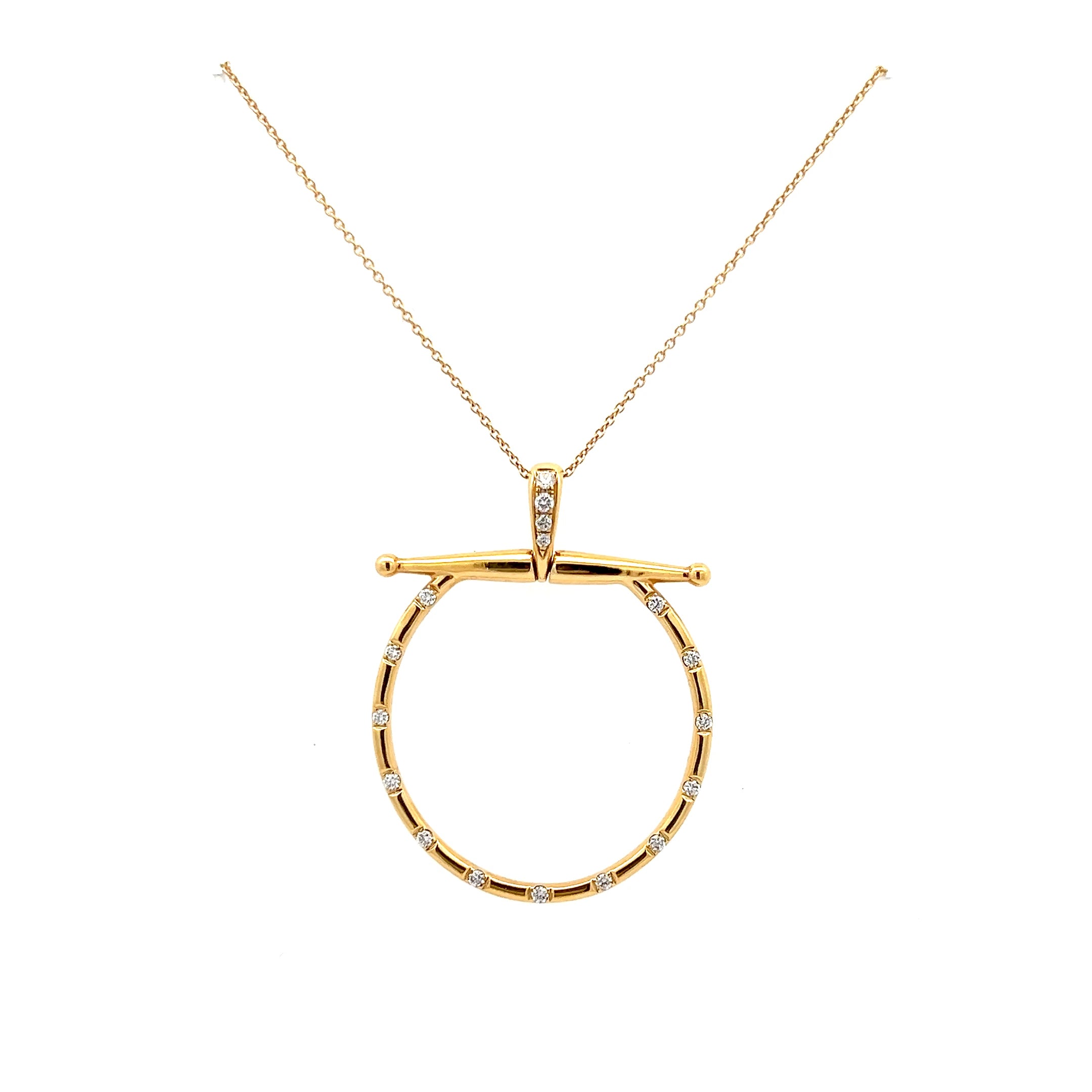 18K YELLOW GOLD STIRRUP NECKLACE - Jackson Hole Jewelry Company