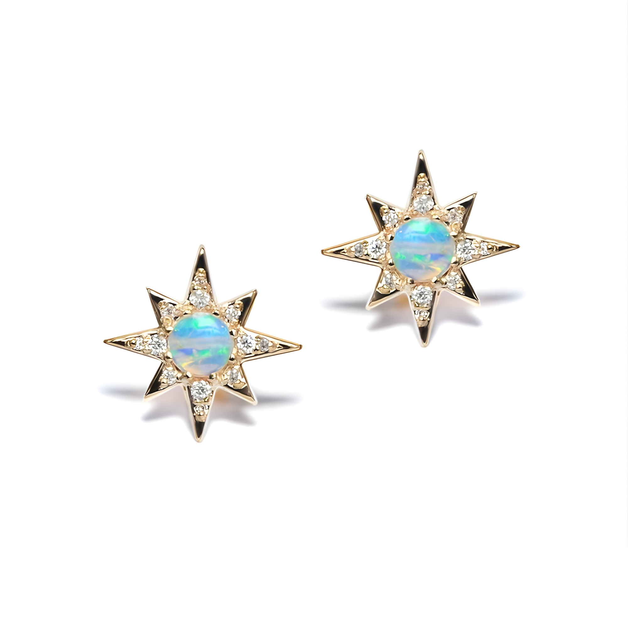 ANZIE Aztec Mini Starburst Stud Earrings in 14K Yellow Gold 0.22 cttw - Jackson Hole Jewelry Company