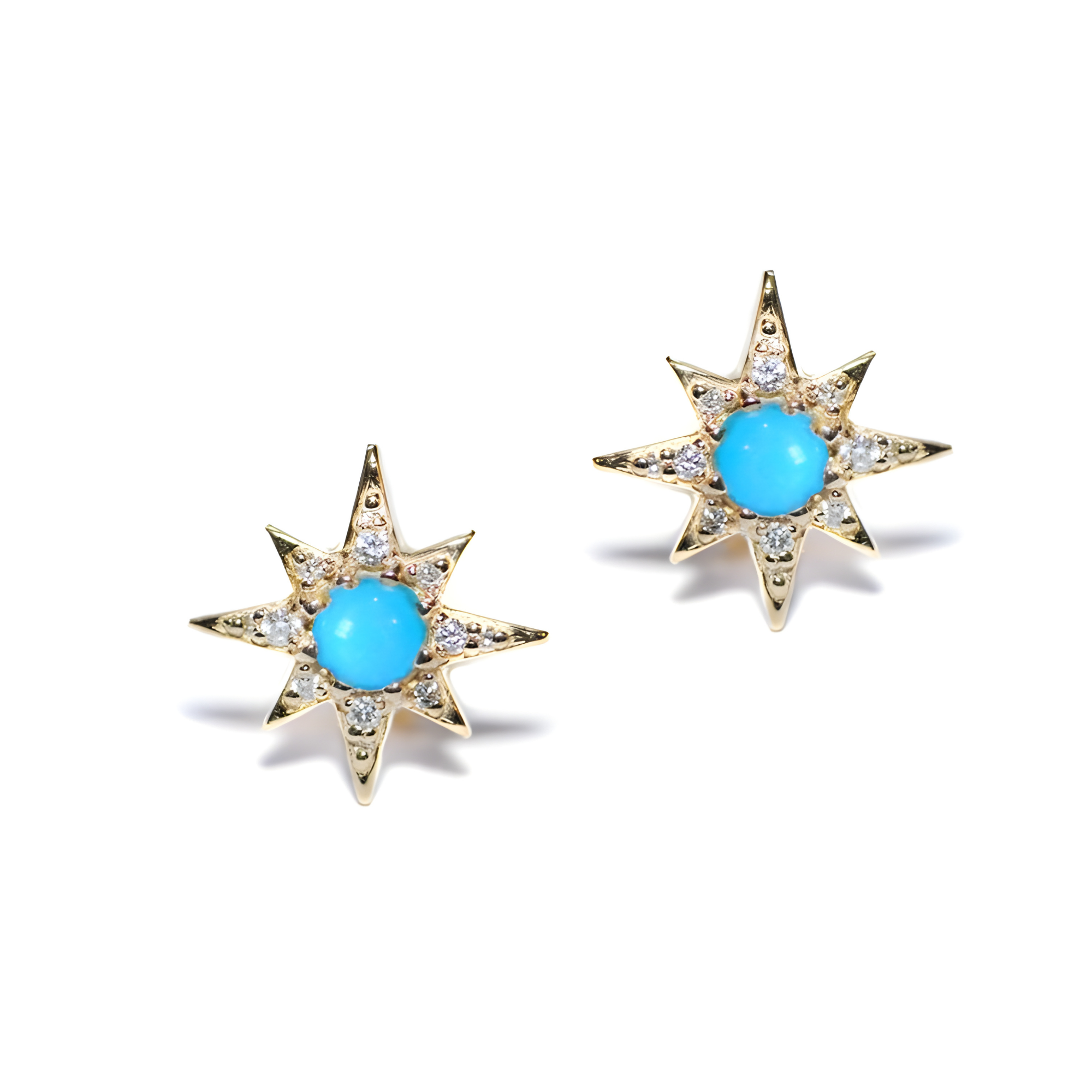 ANZIE Aztec Mini Starburst Stud Earrings in 14K Yellow Gold 0.22 cttw - Jackson Hole Jewelry Company
