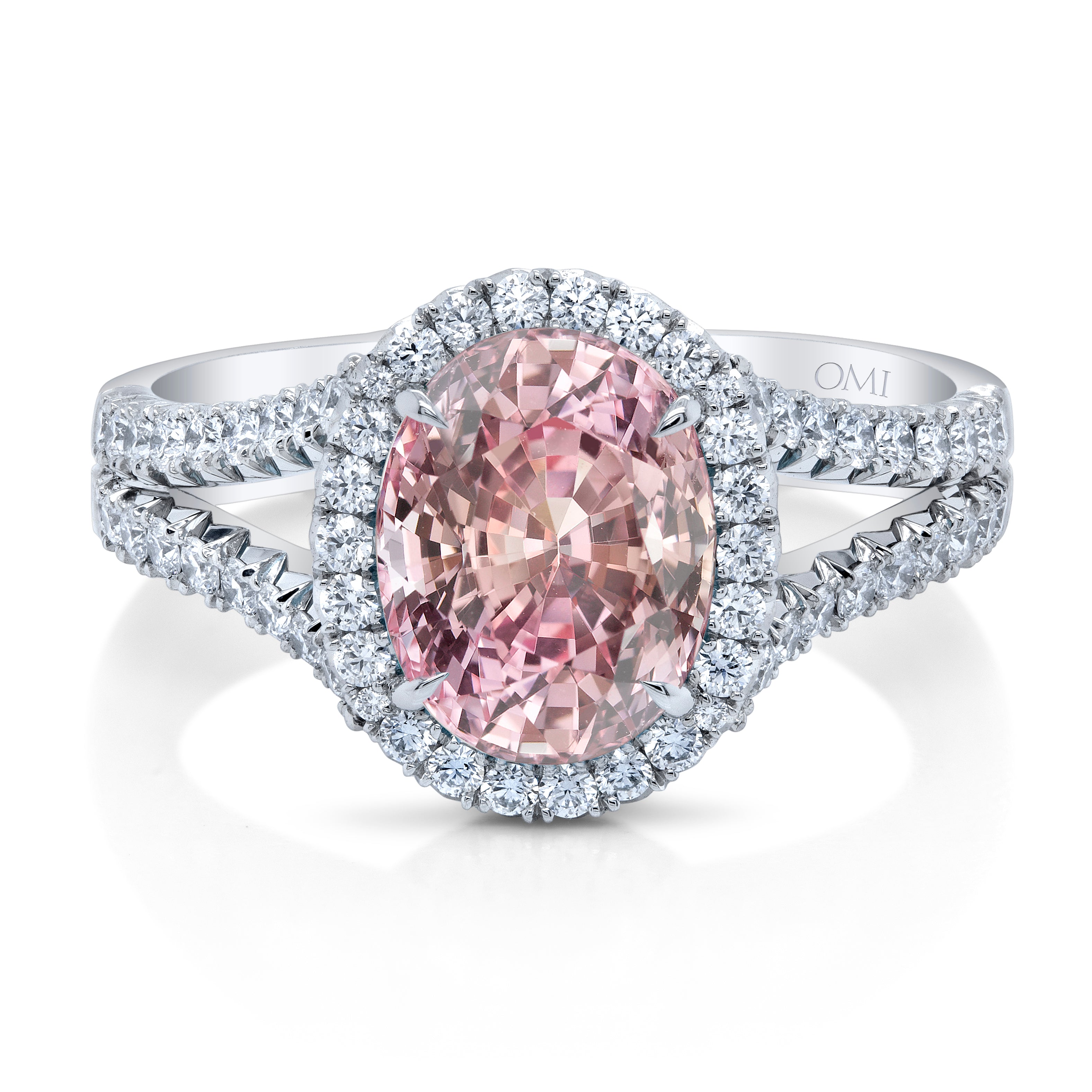 Omi Privé - Padparadscha Sapphire & Diamond Ring in Platinum - Jackson Hole Jewelry Company