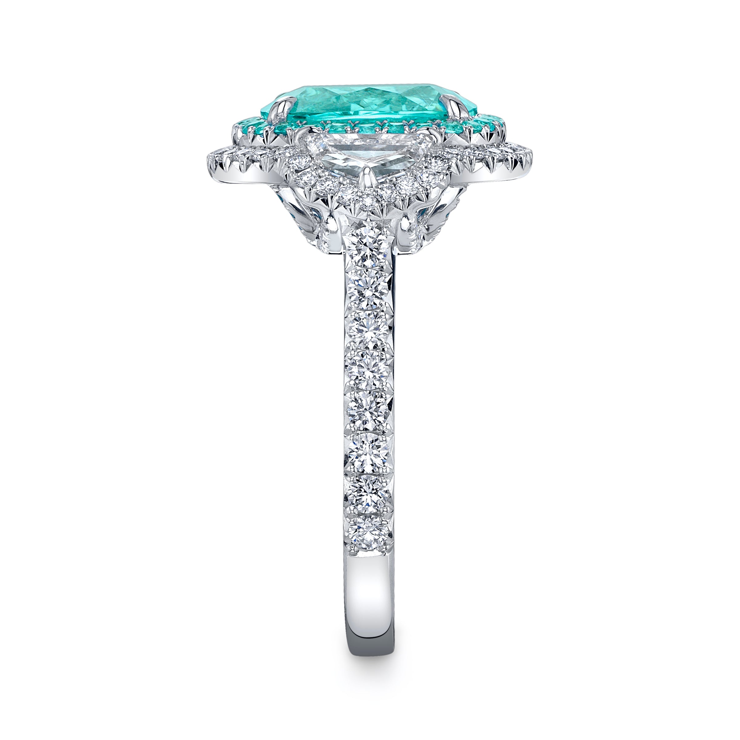 Omi Privé Paraiba Type Tourmaline & Diamond Ring in Platinum - Jackson Hole Jewelry Company