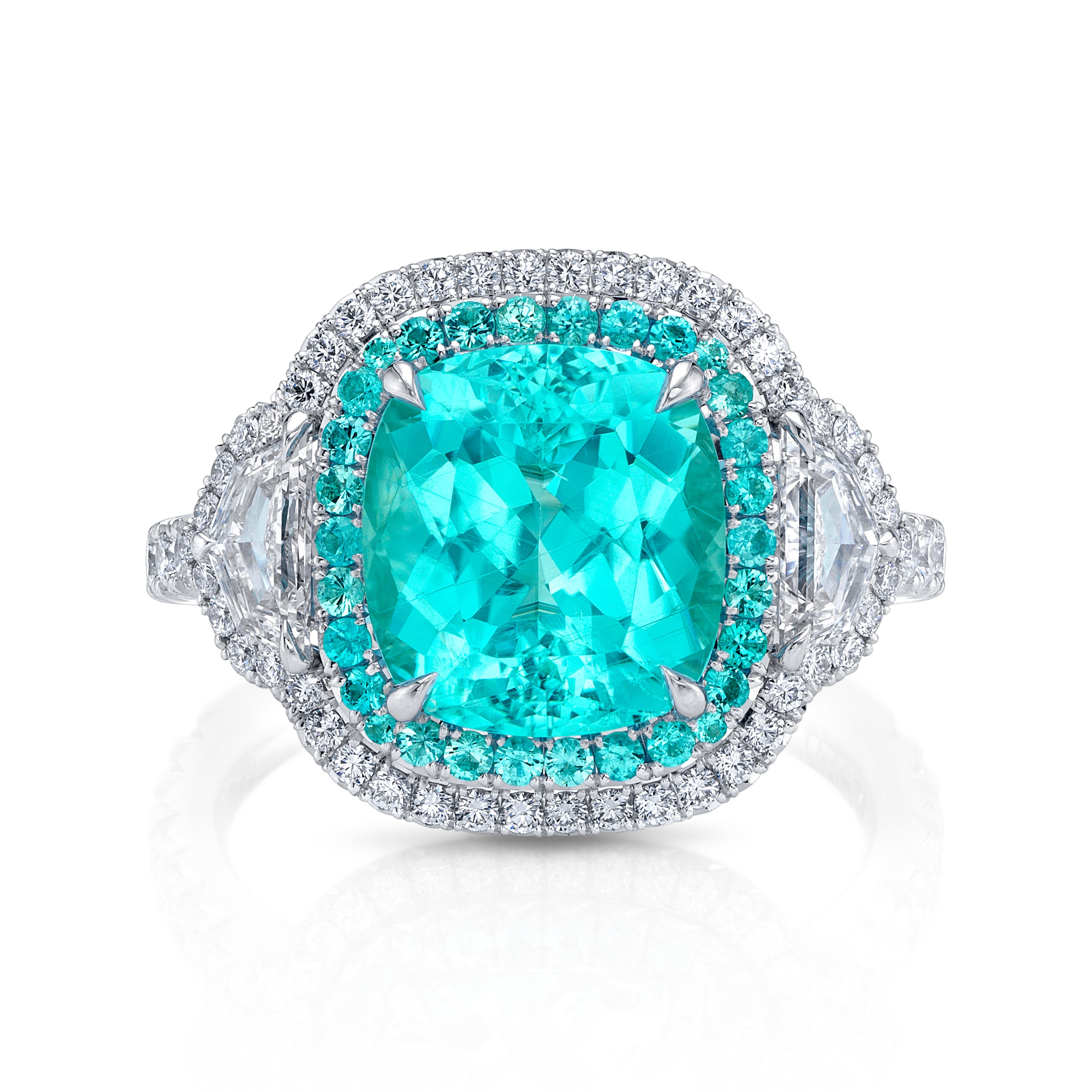 Omi Privé Paraiba Type Tourmaline & Diamond Ring in Platinum - Jackson Hole Jewelry Company