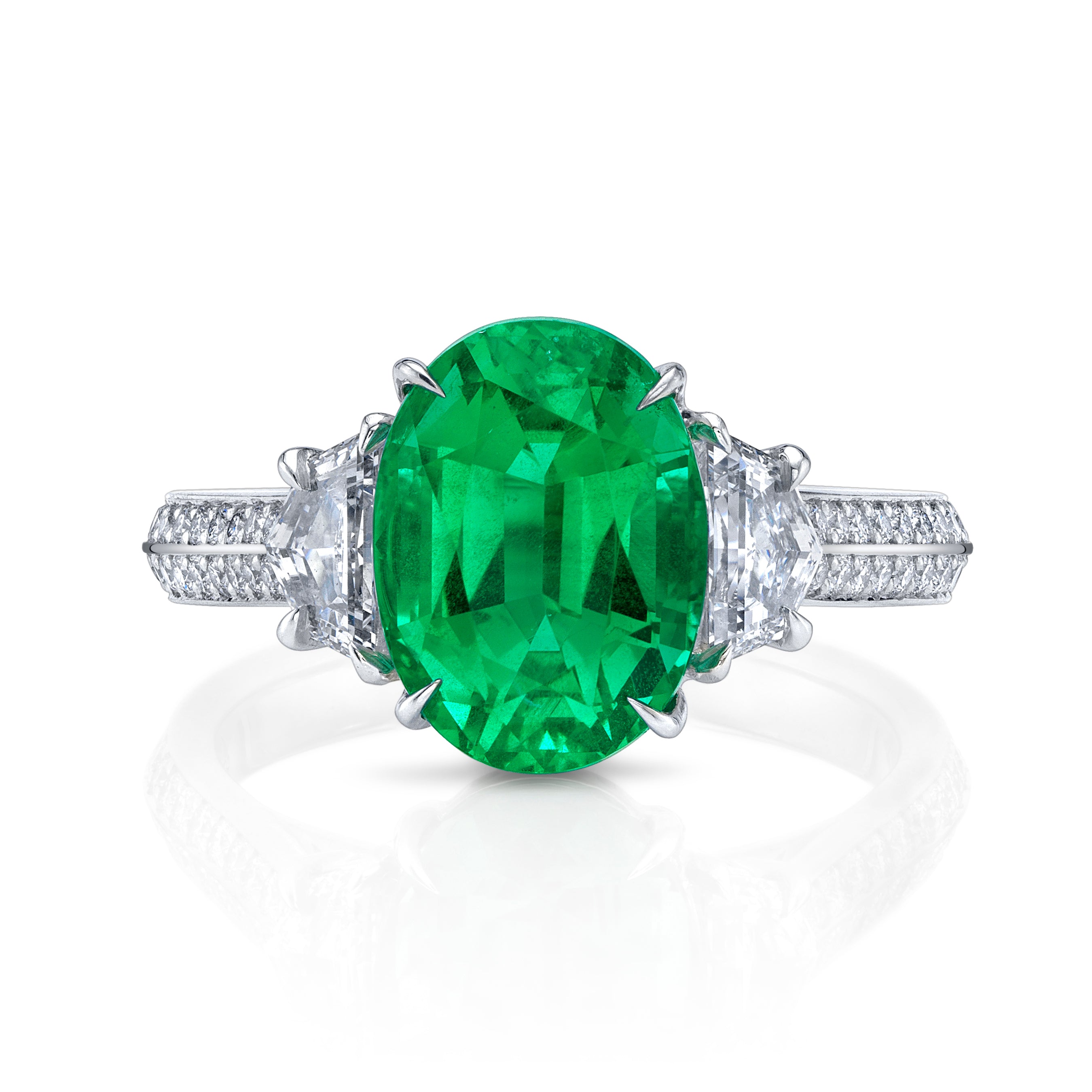 Omi Privé Emerald & Diamond Ring in Platinum - Jackson Hole Jewelry Company