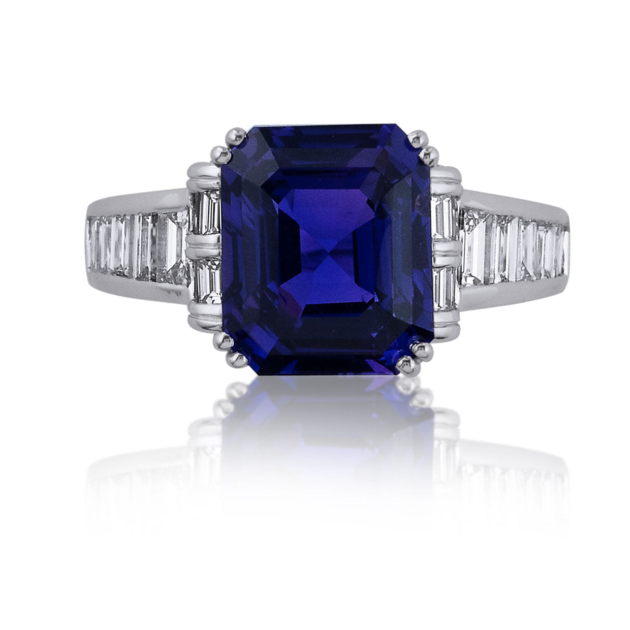Picchiotti - Octagonal Blue Sapphire and White Diamond Ring in 18K White Gold - Jackson Hole Jewelry Company