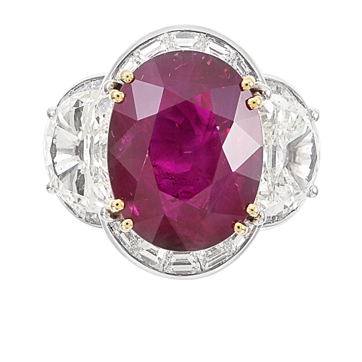 Picchiotti - Oval Ruby and Half-Moon Diamond Ring in 18K White Gold - Jackson Hole Jewelry Company