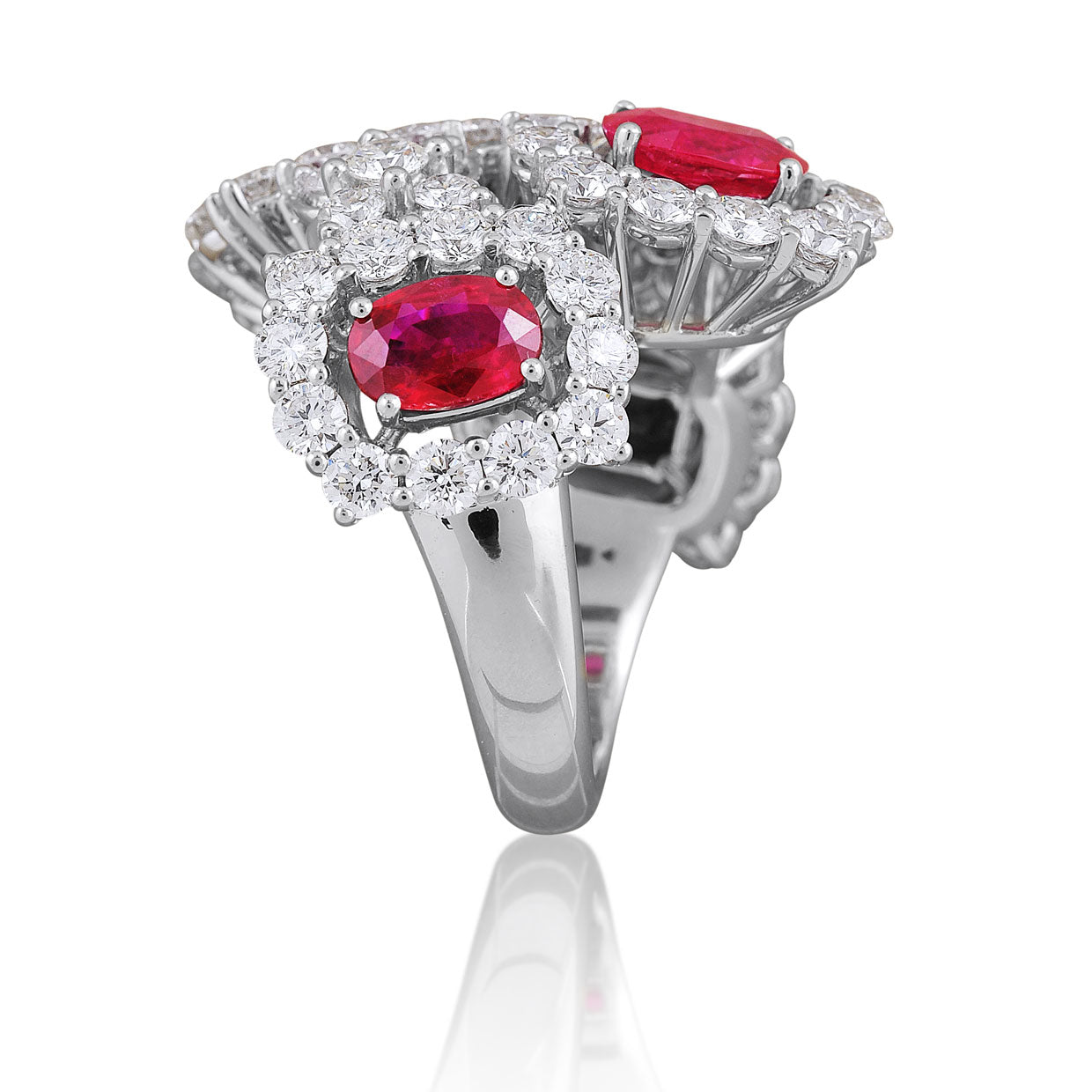 Picchiotti - Oval Ruby and Round Diamond Fashion Ring in 18K White Gold - Jackson Hole Jewelry Company