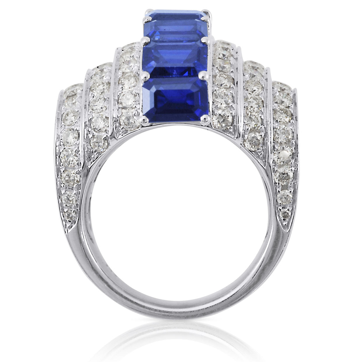 Picchiotti - Octagonal Blue Sapphire and Diamond Ring in 18K White Gold - Jackson Hole Jewelry Company