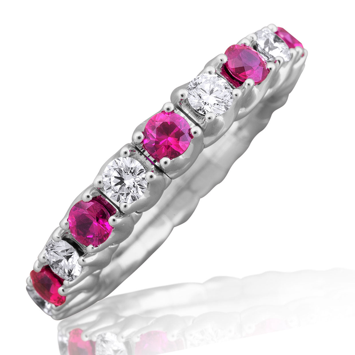Picchiotti Xpandable™ Ruby and Diamond Eternity Band in 18K White Gold - Jackson Hole Jewelry Company
