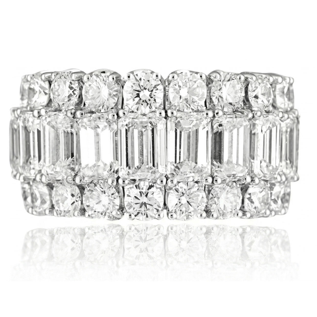 Picchiotti - Xpandable™ Emerald-Cut and Round Diamond Eternity Band in 18K White Gold - Jackson Hole Jewelry Company