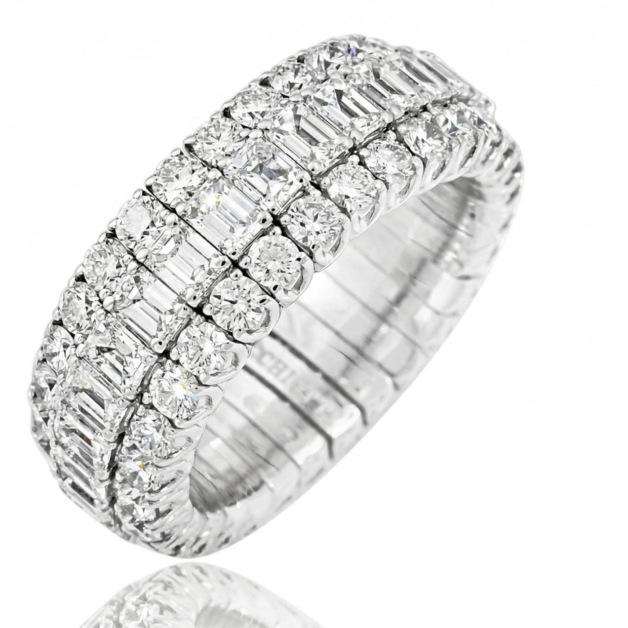 Picchiotti - Xpandable™ 3-Row Mixed-Cit Diamond Eternity Ring in 18K White Gold - Jackson Hole Jewelry Company