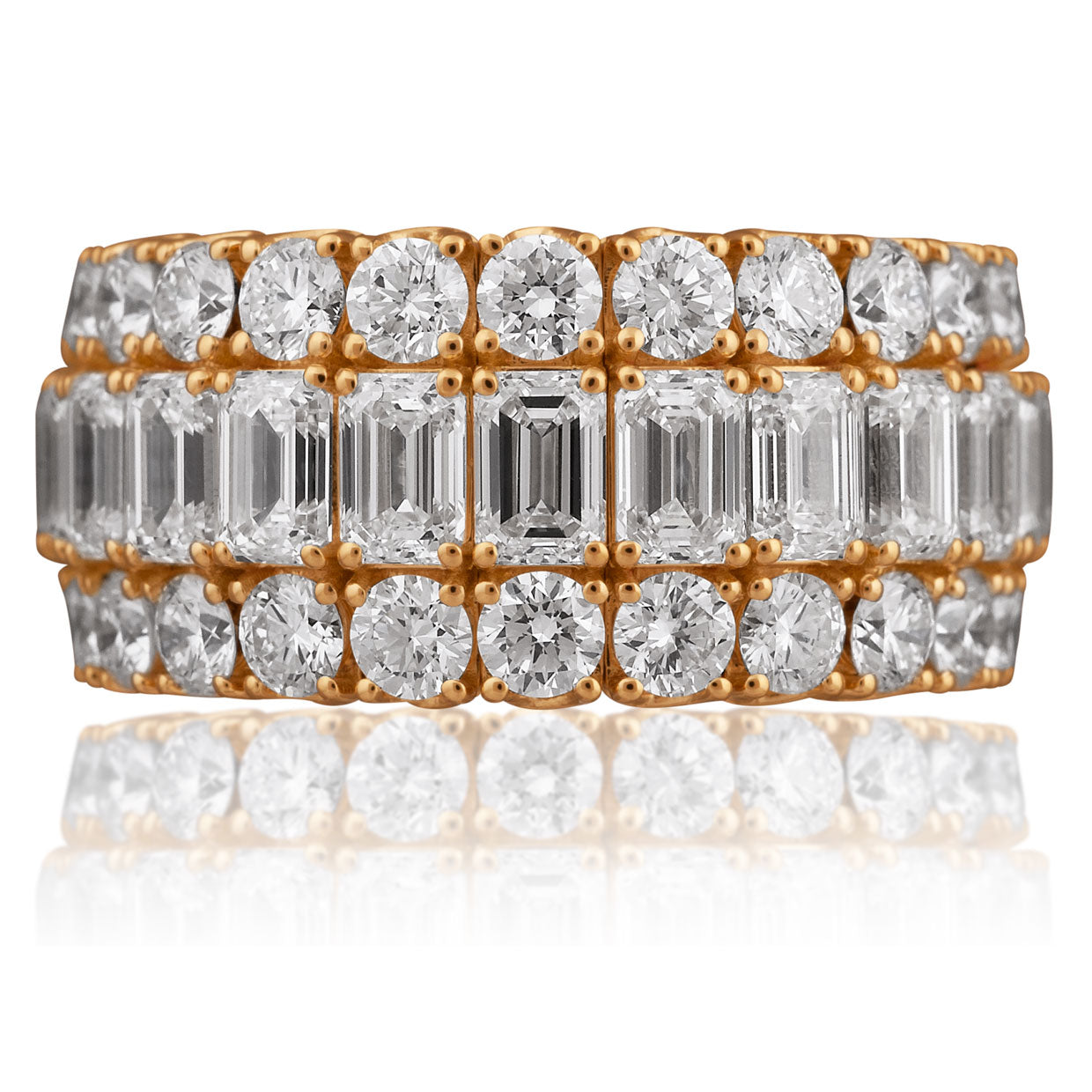 Picchiotti - Xpandable™ Emerald-Cut and Roud Diamond Eternity Ring in 18K Yellow Gold - Jackson Hole Jewelry Company