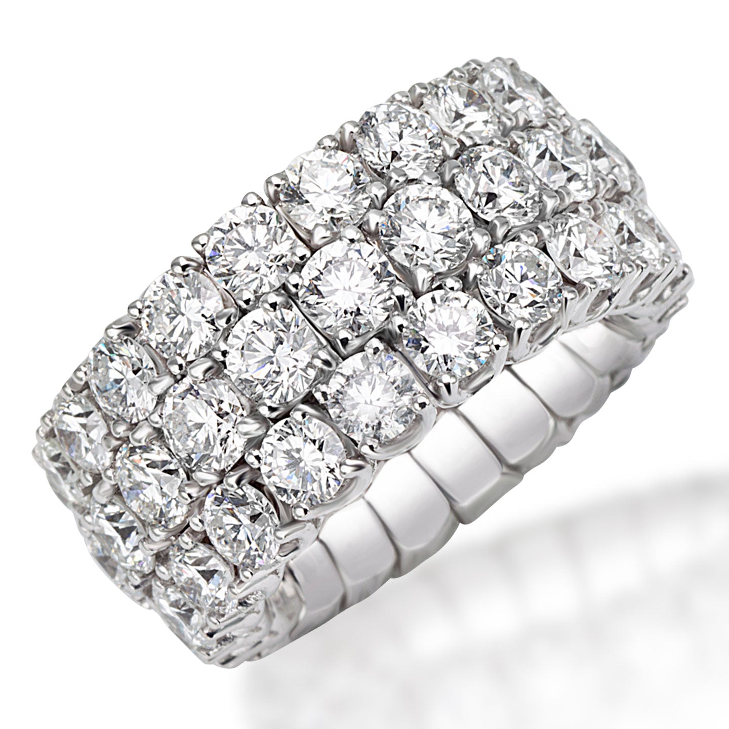 Picchiotti - Xpandable™ 3-Row Round Diamond Ring in 18K White Gold - Jackson Hole Jewelry Company