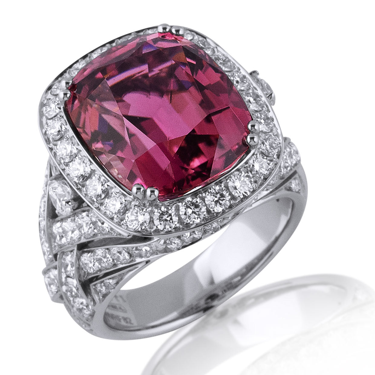 Picchiotti - Red Tourmaline and Diamond Ring in 18K White Gold - Jackson Hole Jewelry Company