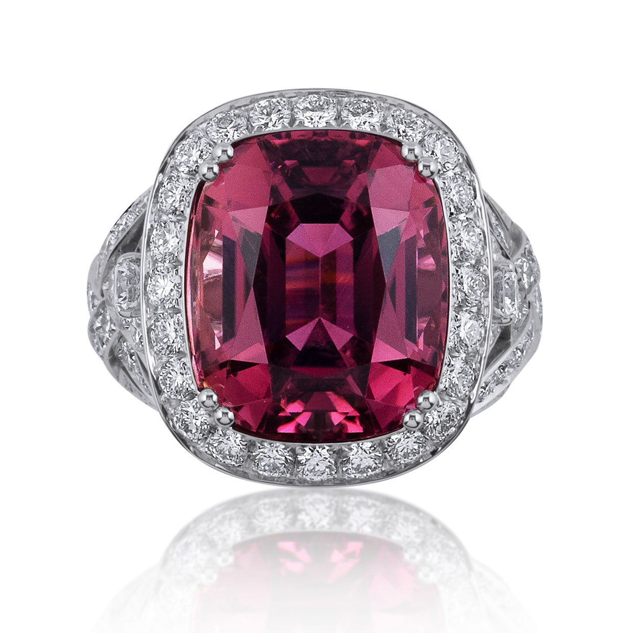 Picchiotti - Red Tourmaline and Diamond Ring in 18K White Gold - Jackson Hole Jewelry Company