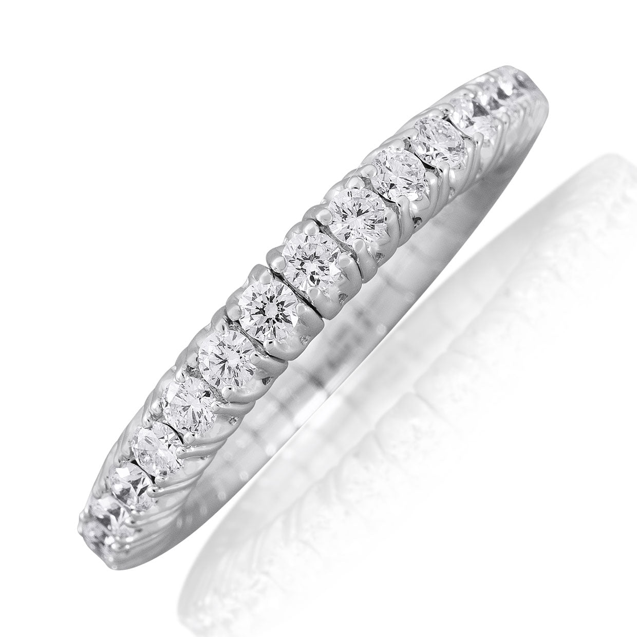 Picchiotti - Xpandable™ Half Way Diamond Band in 18K White Gold - Jackson Hole Jewelry Company