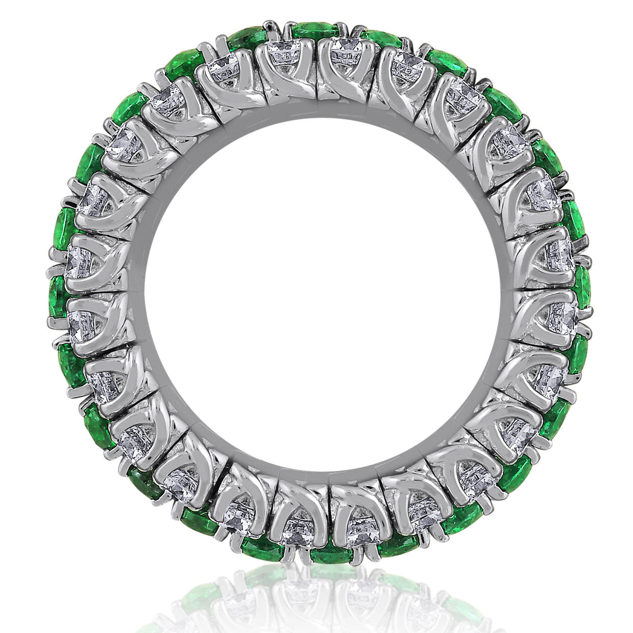 Picchiotti - Xpandable™ Oval-Cut Emerald and Round Diamond Ring in 18K White Gold - Jackson Hole Jewelry Company