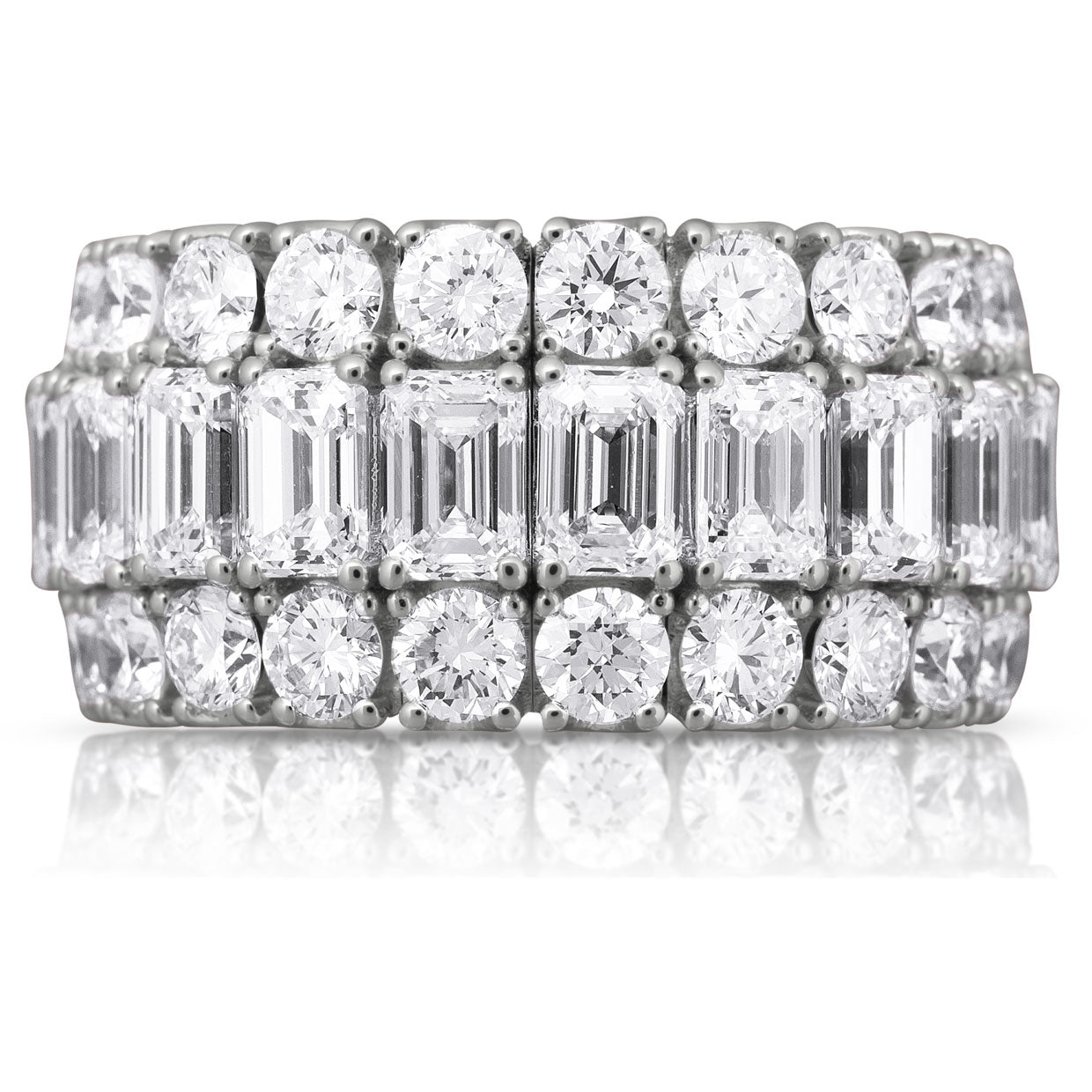 Picchiotti Xpandable™ Emerald Cut and Round Diamond Eternity Ring in 18K White Gold 14.04 cttw - Jackson Hole Jewelry Company