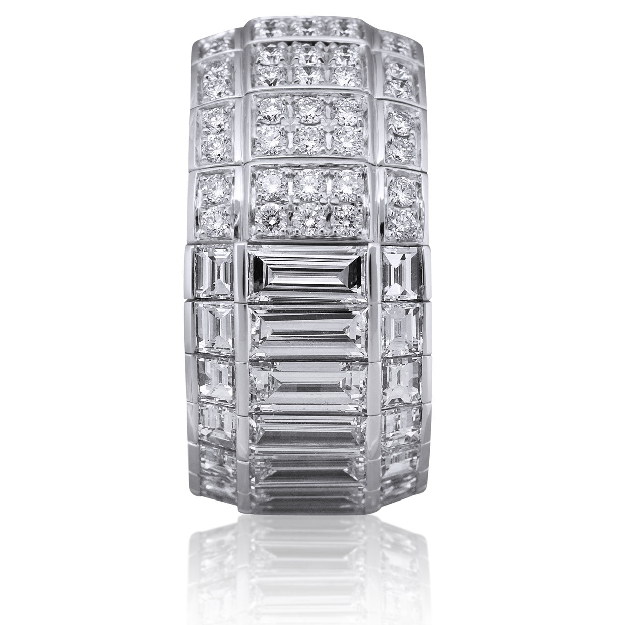 Picchiotti - Xpandable™ Baguette and Radiant-Cut Diamond Eternity Ring in 18K White Gold - Jackson Hole Jewelry Company