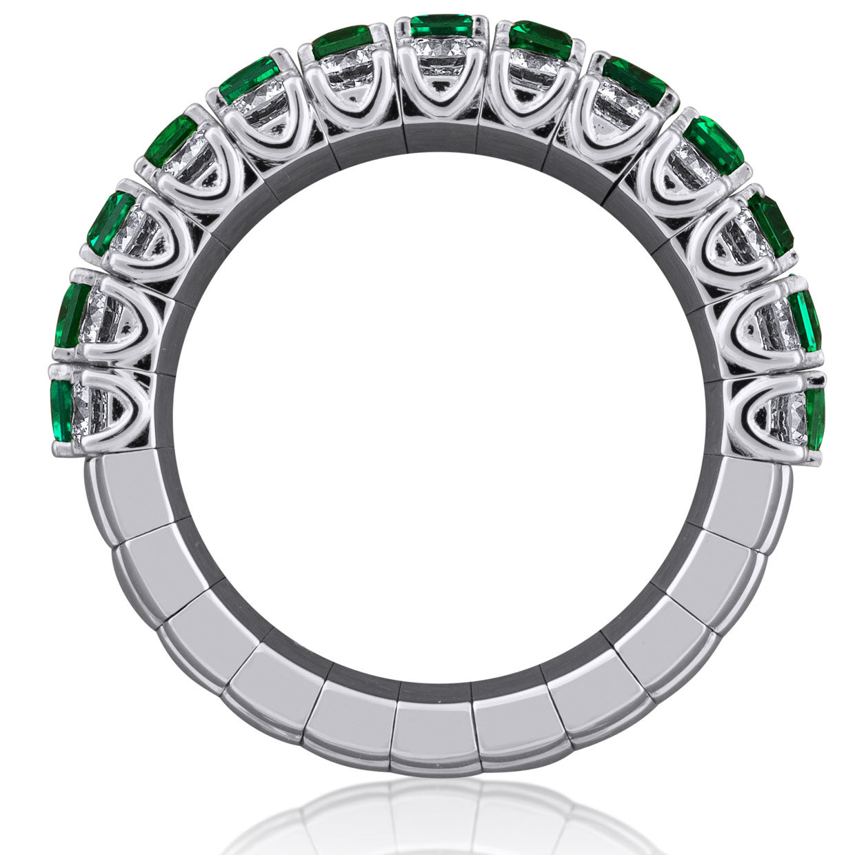 Picchiotti - Xpandable™ Emerald and Round Diamond Ring in 18K White Gold - Jackson Hole Jewelry Company