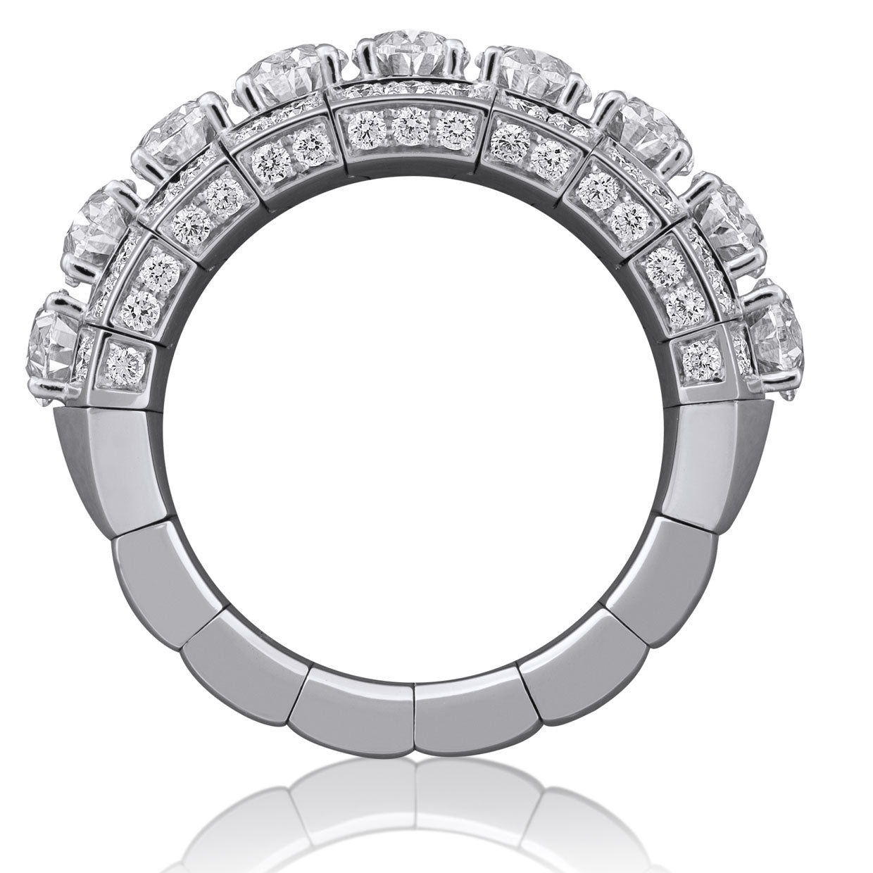 Picchiotti - Xpandable™ Oval and Round Diamond Half Way Eternity Ring in 18K White Gold - Jackson Hole Jewelry Company