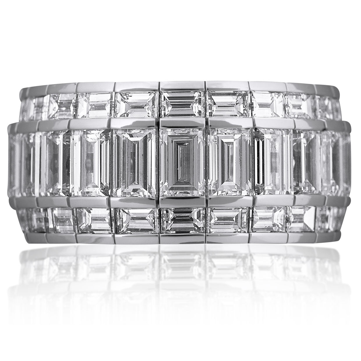 Picchiotti - Xpandable™ Baguette-Cut Diamond Half Way Eternity Ring in 18K White Gold - Jackson Hole Jewelry Company