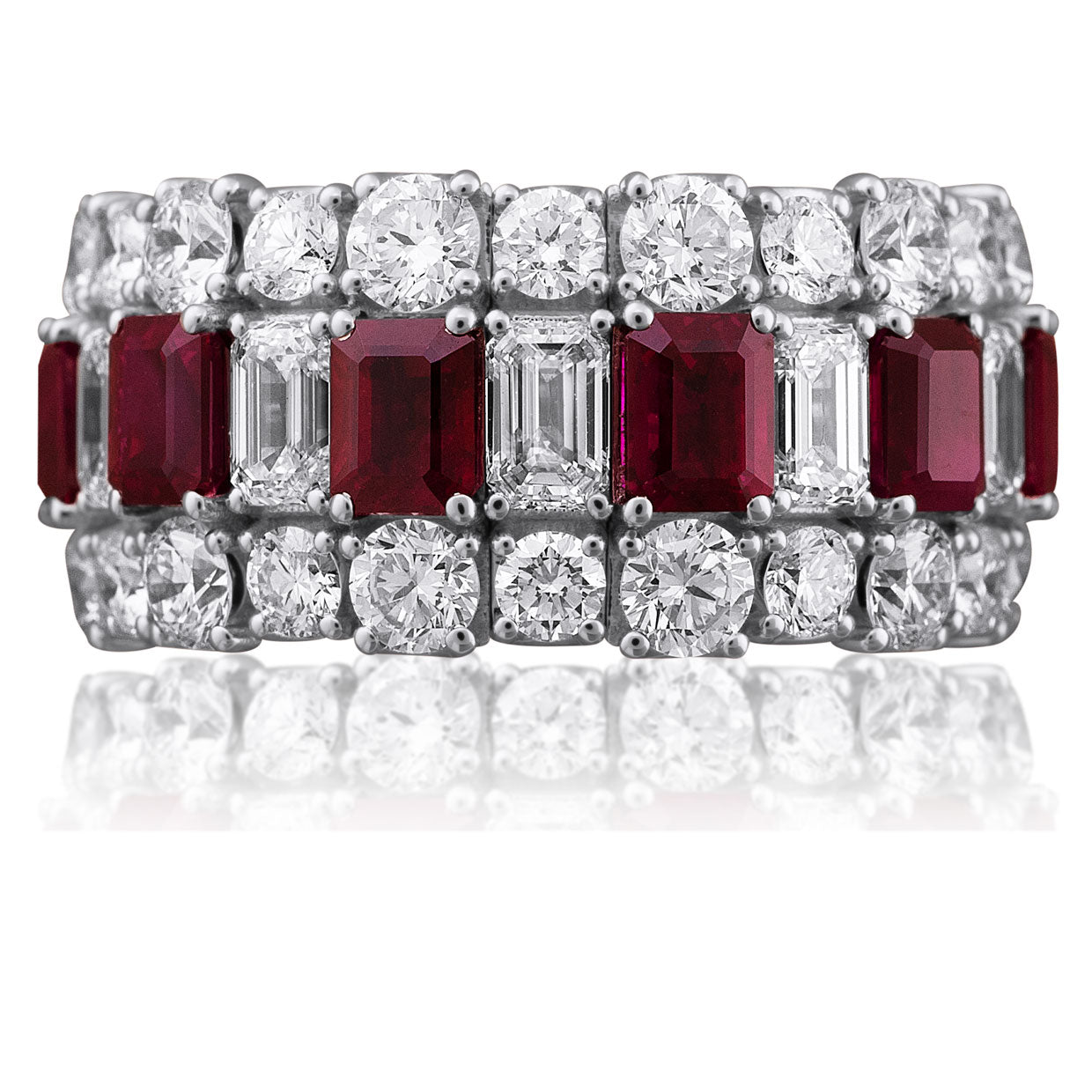 Picchiotti - Xpandable™ Octagonal Ruby and Diamond Ring in 18K White Gold - Jackson Hole Jewelry Company