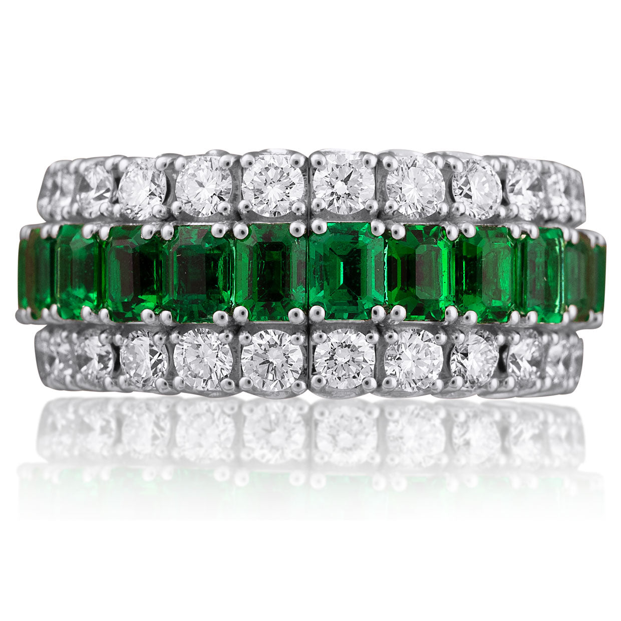 Picchiotti - Xpandable™ Emerald and Diamond Ring in 18K White Gold - Jackson Hole Jewelry Company
