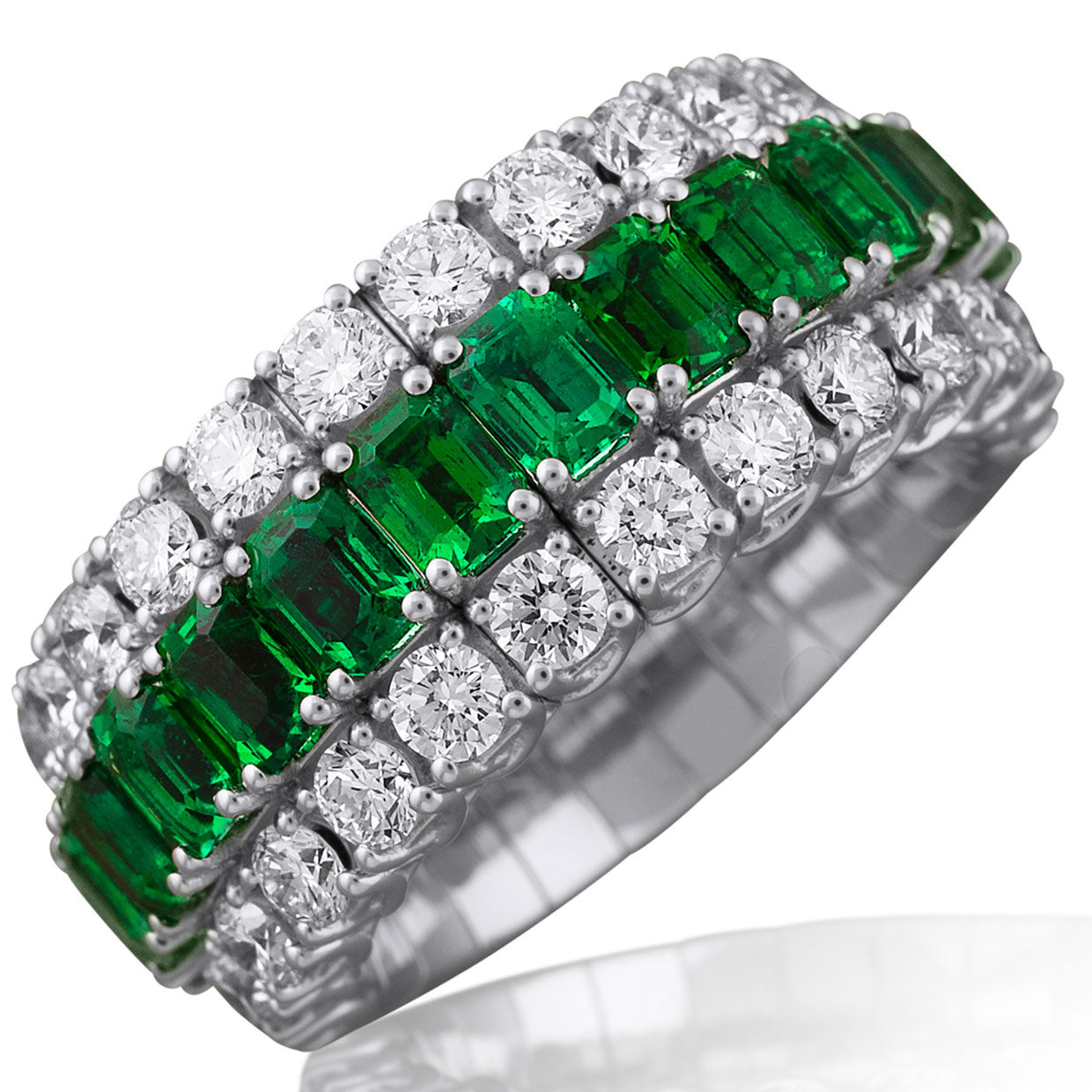 Picchiotti - Xpandable™ Emerald and Diamond Ring in 18K White Gold - Jackson Hole Jewelry Company