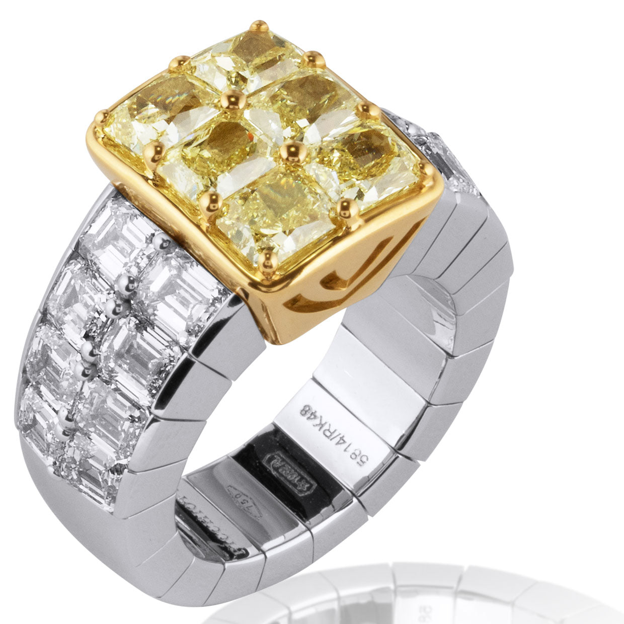 Picchiotti - Xpandable™ Radiant-Cut Fancy Yellow Diamond Ring in 18K White and Yellow Gold - Jackson Hole Jewelry Company
