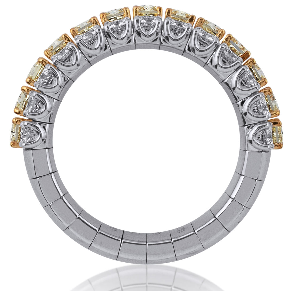Picchiotti - Xpandable™ Fancy Yellow & White Diamond Half Way Ring in 18K White Gold - Jackson Hole Jewelry Company