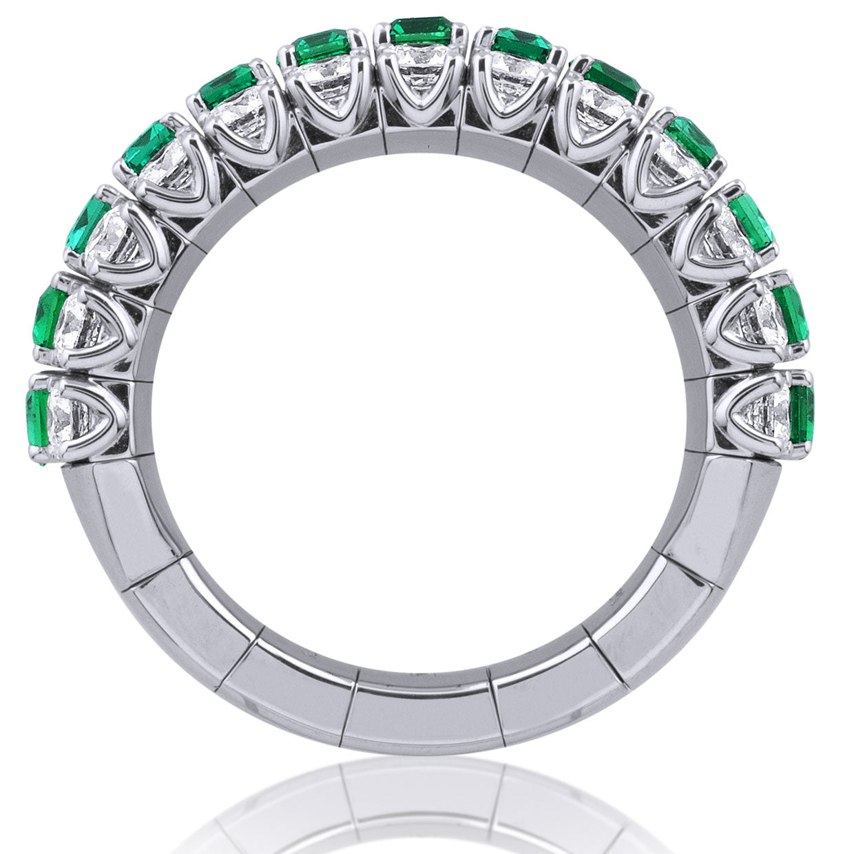 Picchiotti - Xpandable™ Emerald and White Diamond Ring in 18K White Gold - Jackson Hole Jewelry Company