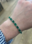 Emerald and Round Diamond Bracelet set in 18K White gold - Jackson Hole Jewelry Company