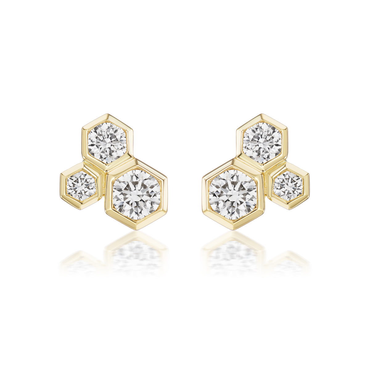 18K GOLD THREE STONES EARRINGS WITH DIAMONDS - Jackson Hole Jewelry Company
