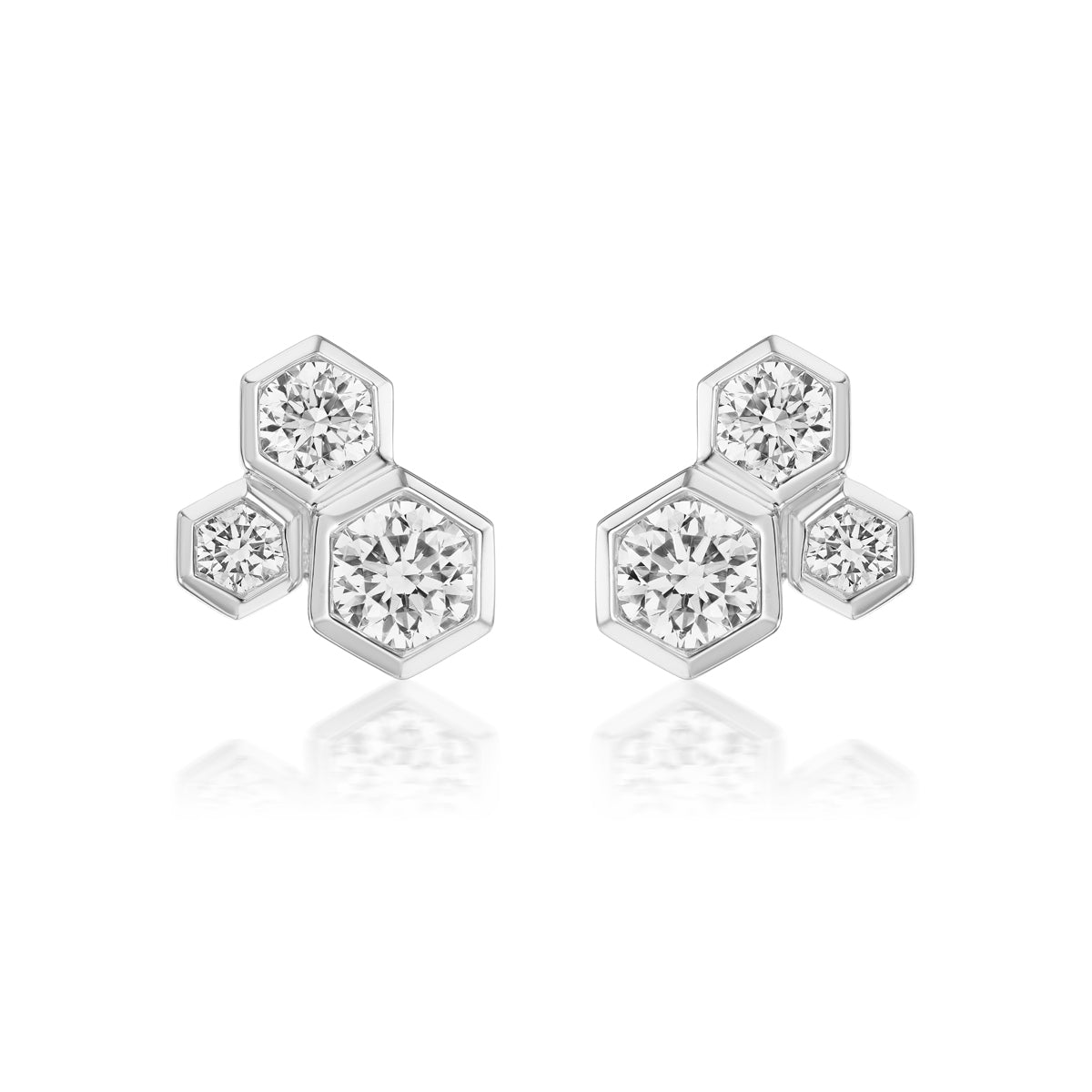 18K GOLD THREE STONES EARRINGS WITH DIAMONDS - Jackson Hole Jewelry Company